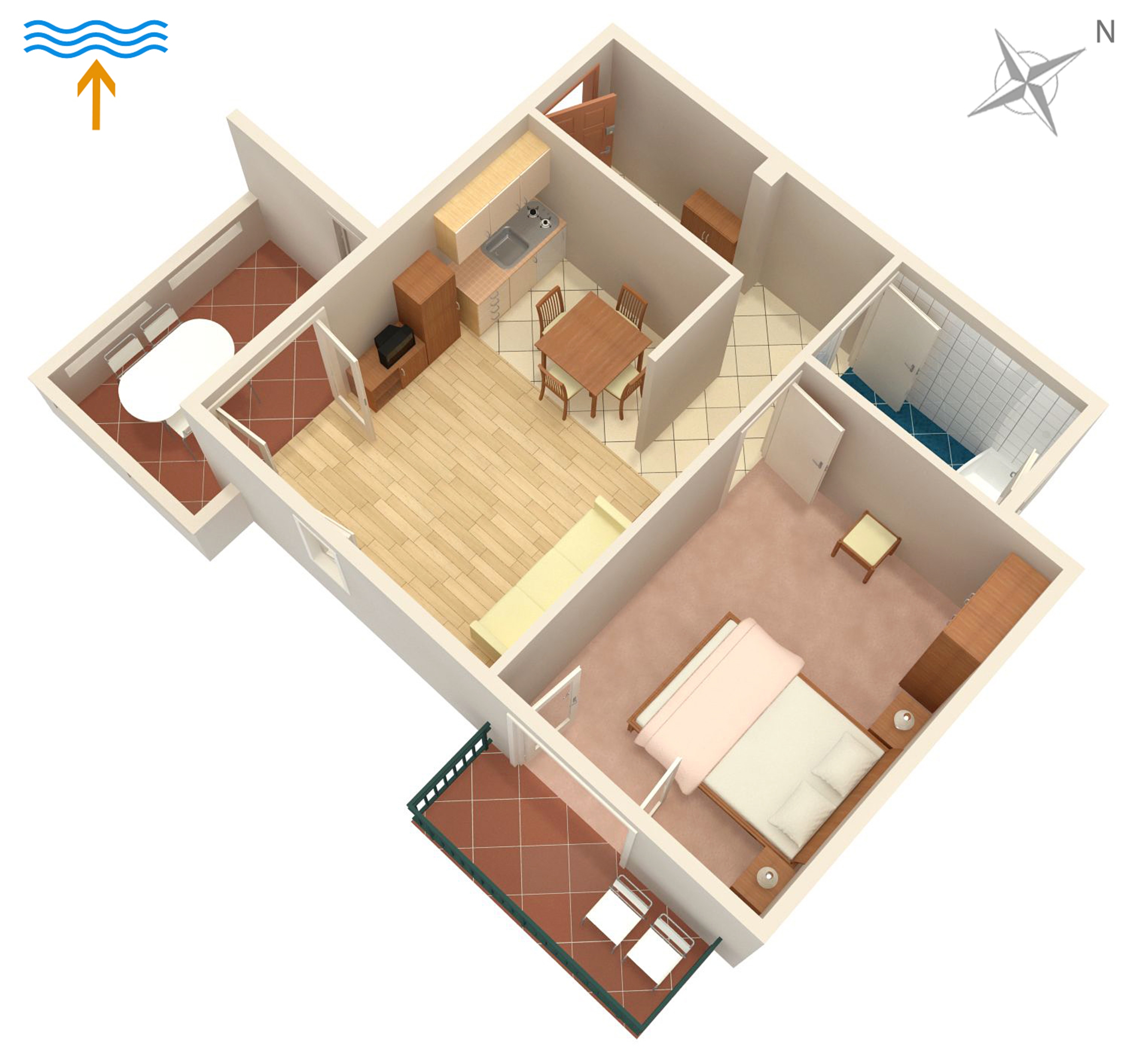 One bedroom apartment with terrace Novalja, Pag  A-c