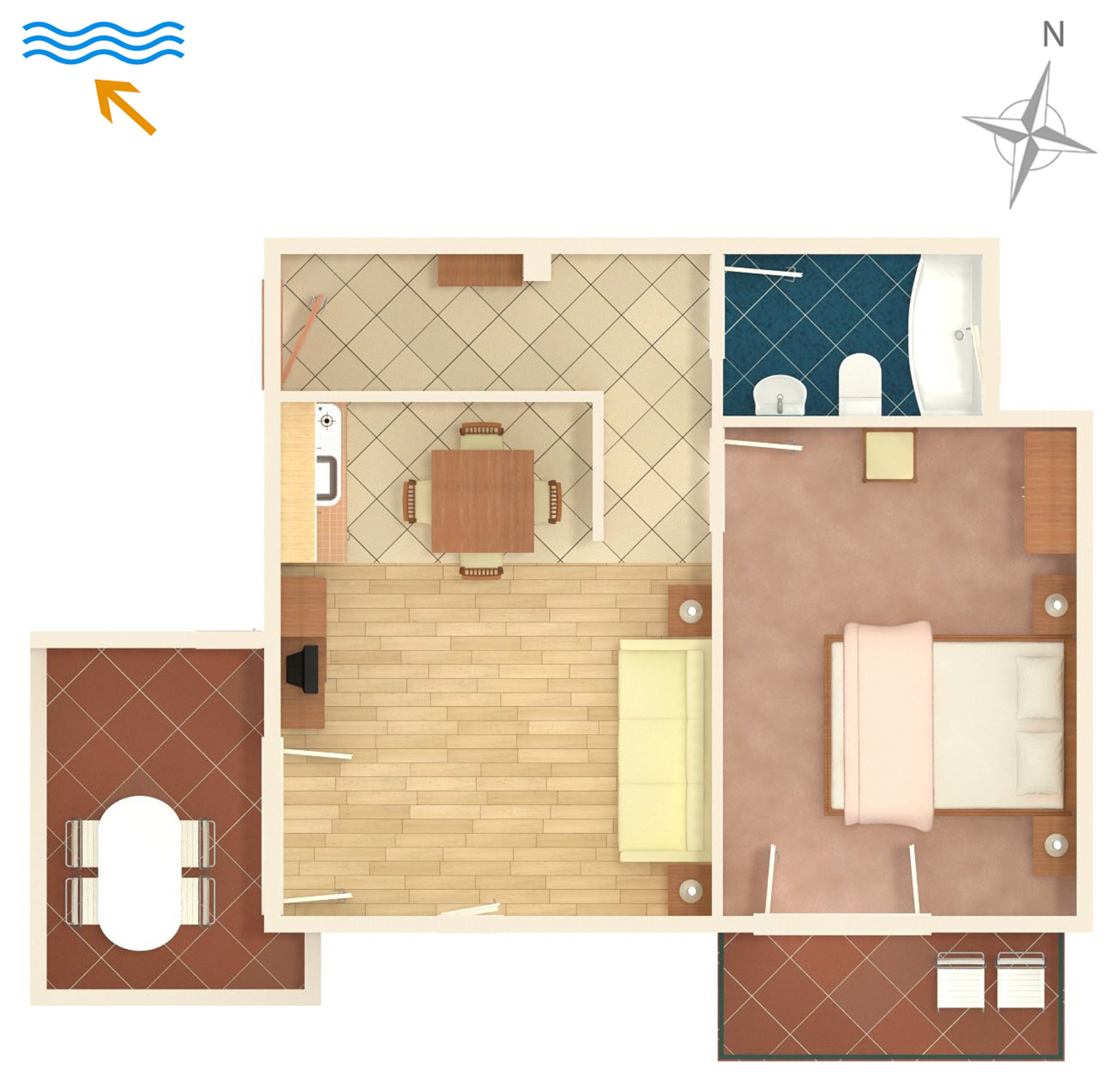 One bedroom apartment with terrace Novalja, Pag  A-c