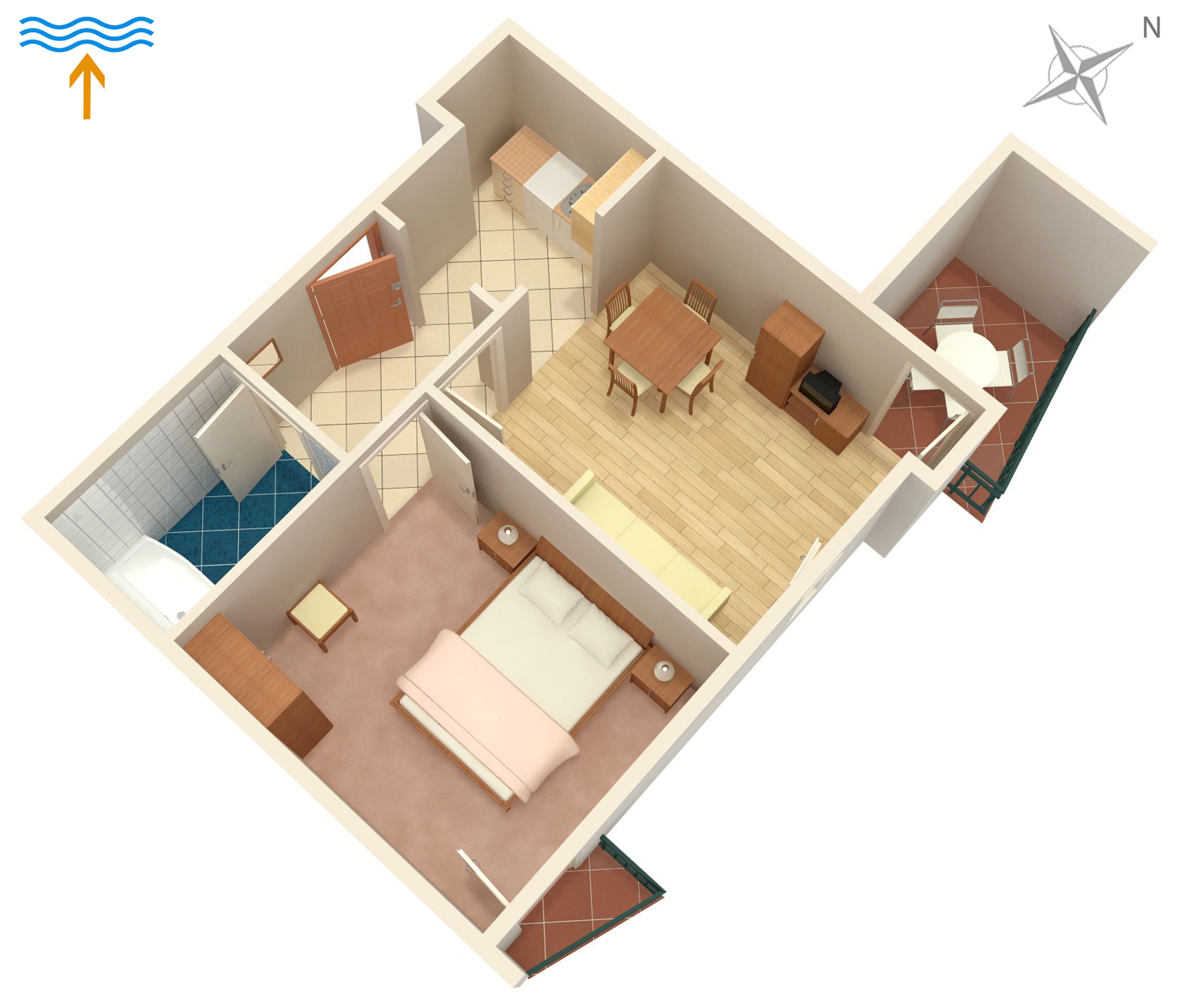 One bedroom apartment with balcony Novalja, Pag  A-d