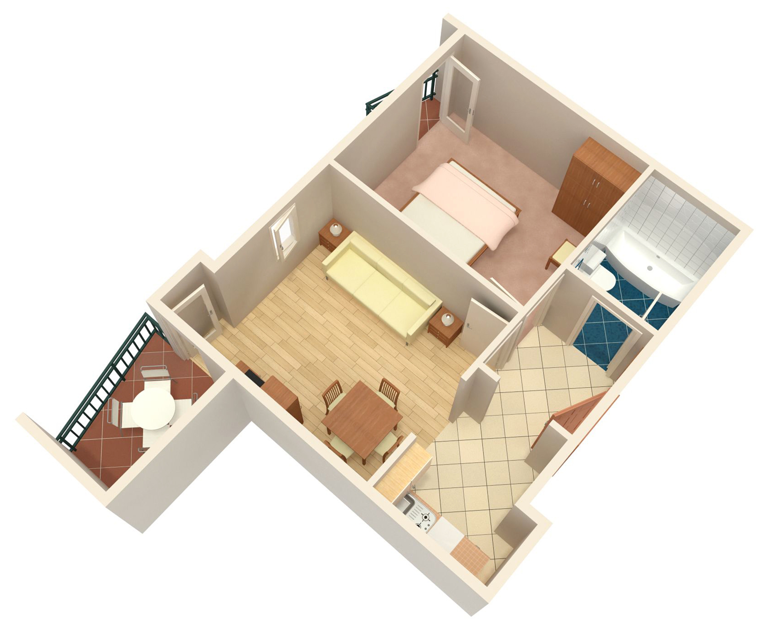 One bedroom apartment with balcony Novalja, Pag  A-d