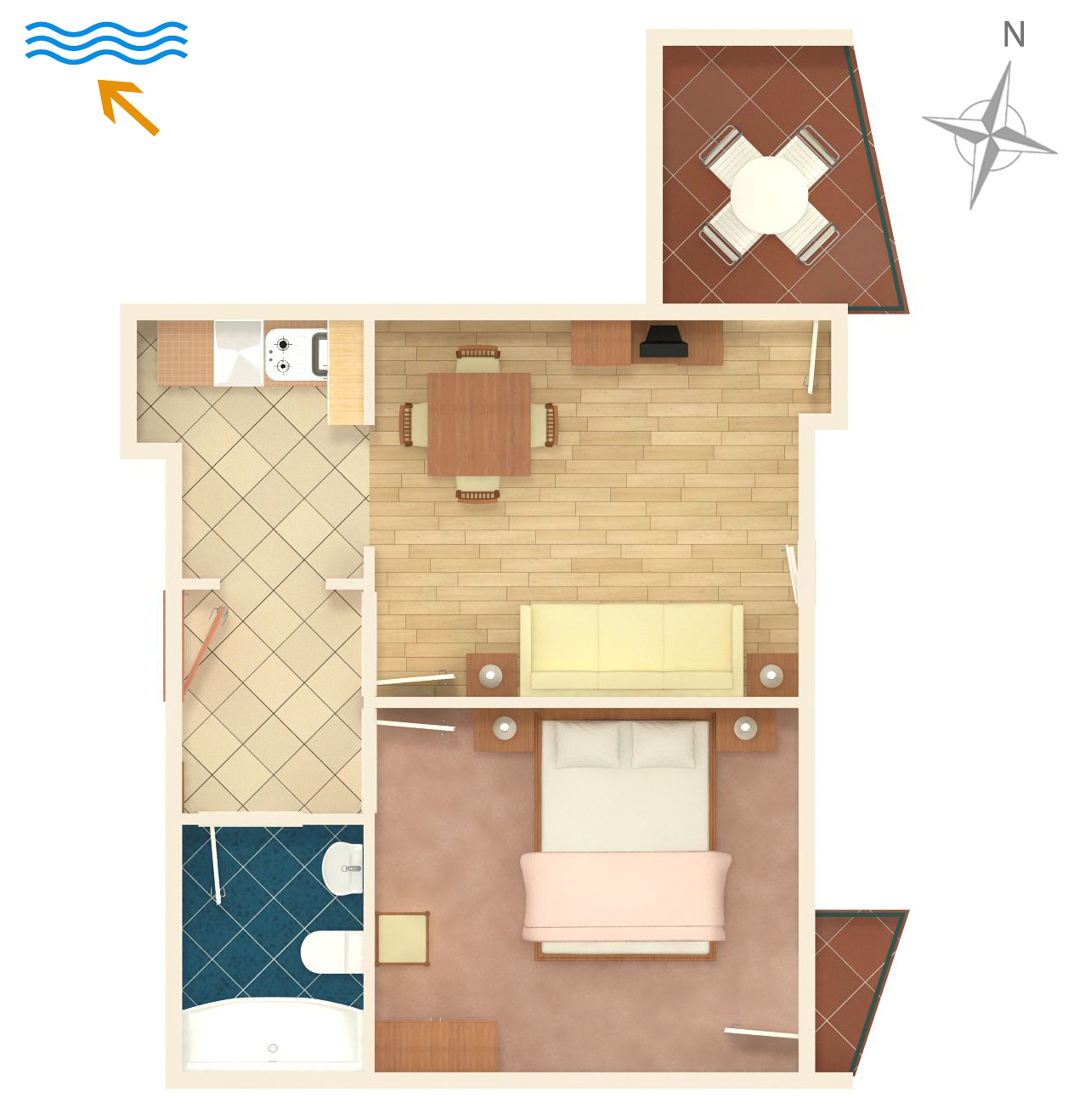 One bedroom apartment with balcony Novalja, Pag  A-d