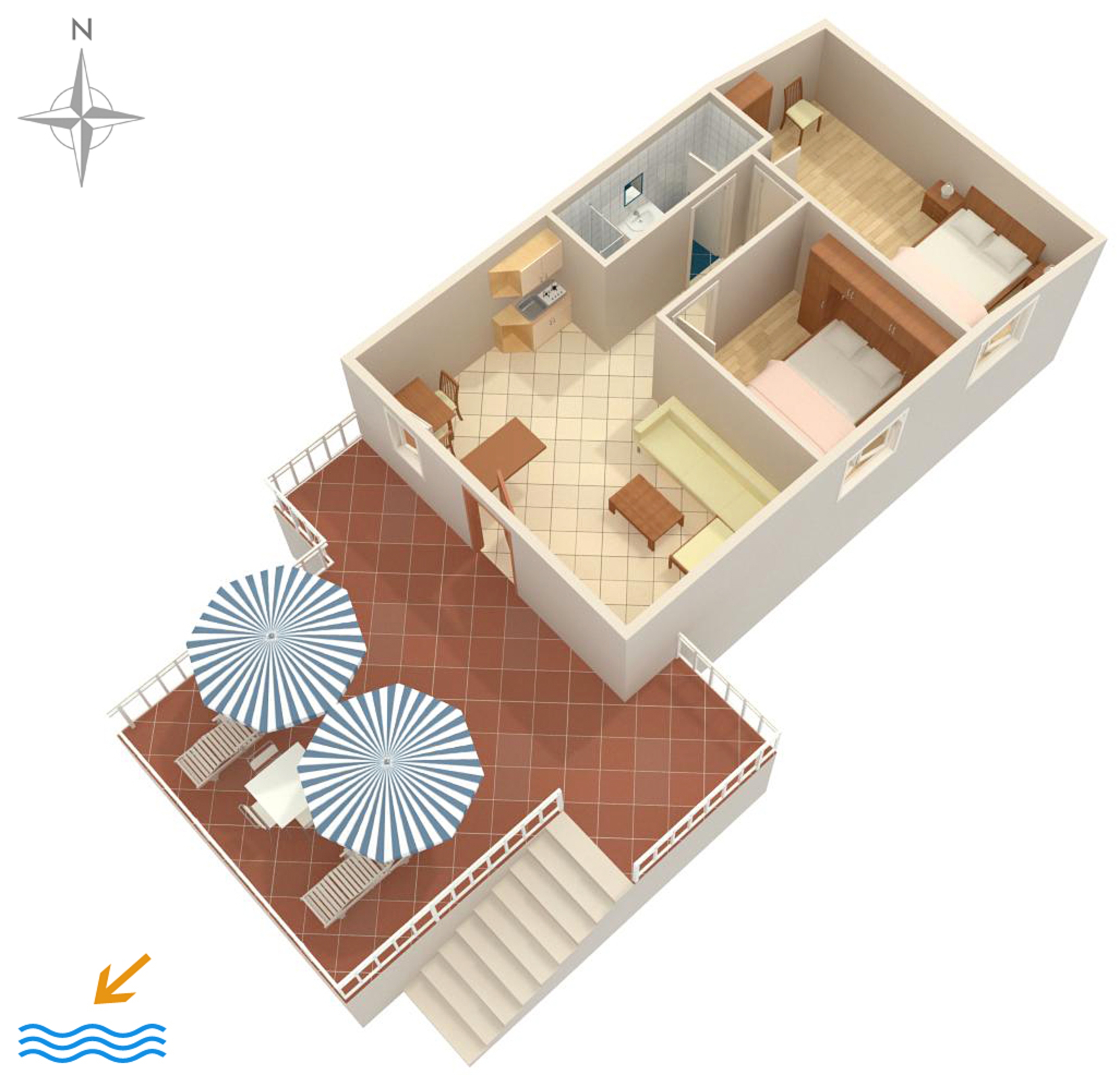 Two bedroom apartment near beach Molunat, Dubrovnik  A-b