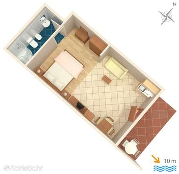 Plan Srebreno, Plan in the studio-apartment.