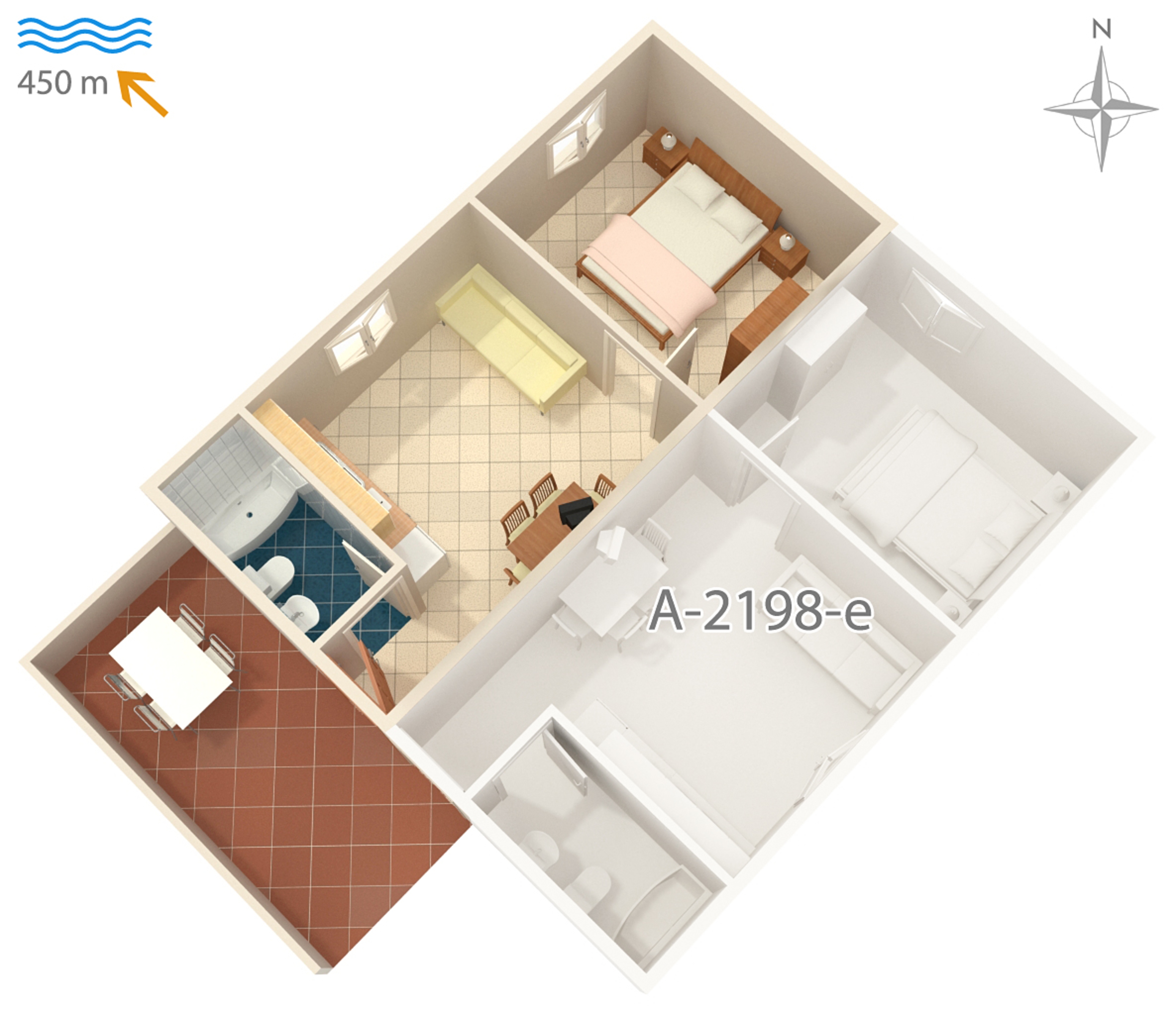 One bedroom apartment with terrace and sea view Mali Lošinj, Lošinj  A-d