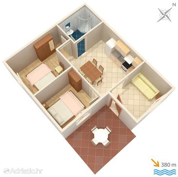 Plan Pag, Plan in the apartment, dopusteni kucni ljubimci i WIFI.