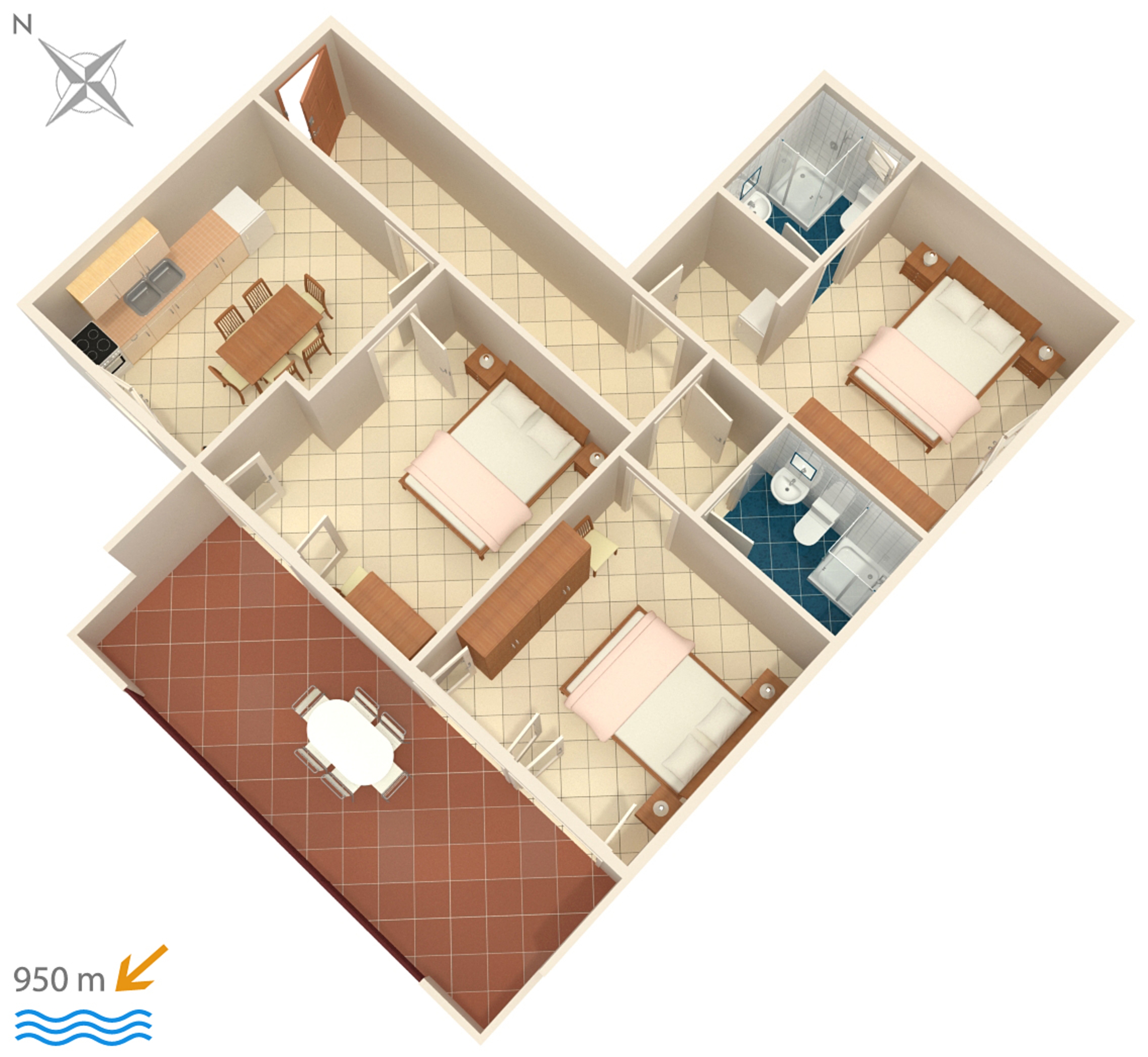 Three bedroom apartment with terrace Valbandon, Fažana  A-a