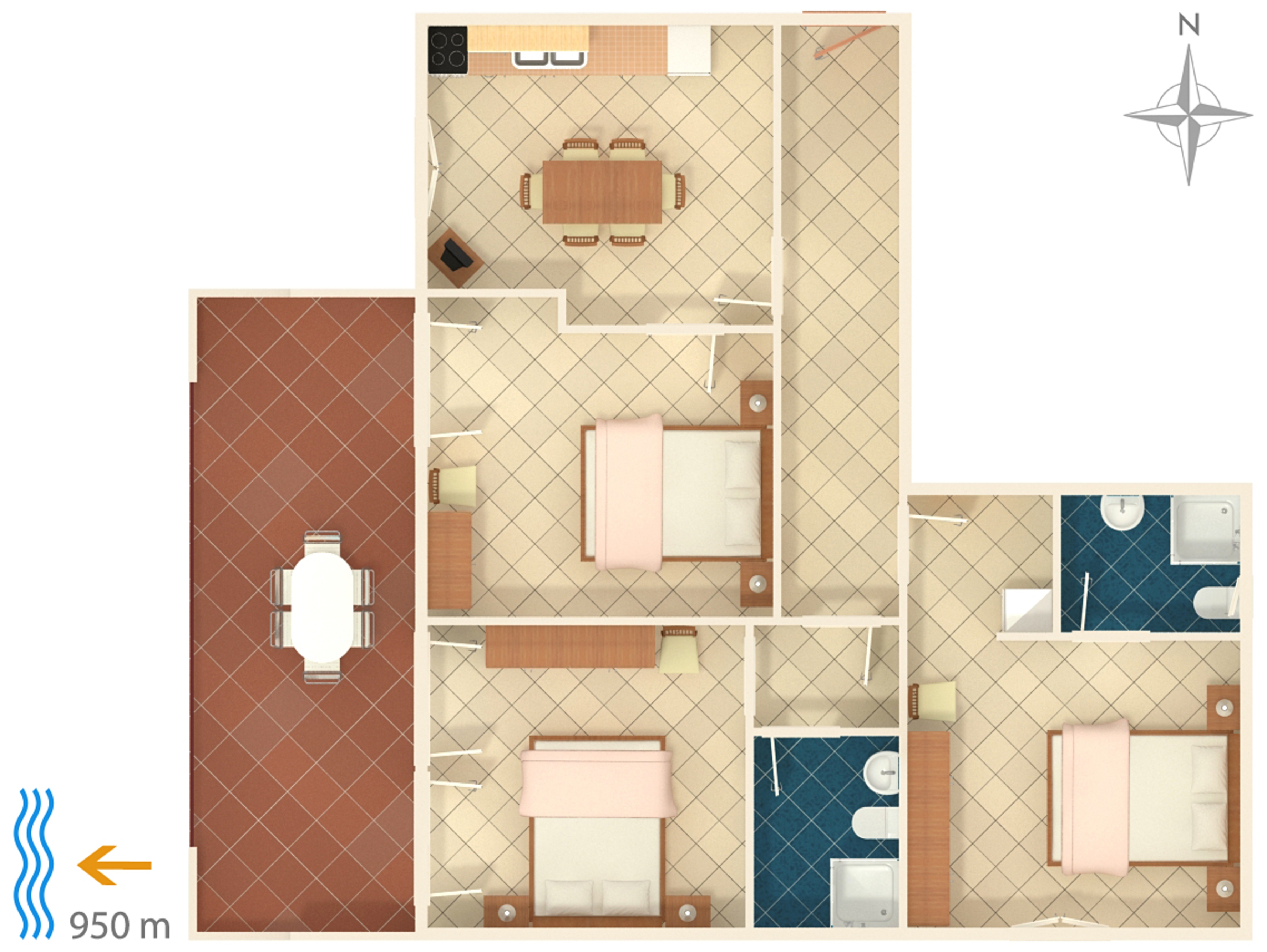 Three bedroom apartment with terrace Valbandon, Fažana  A-a