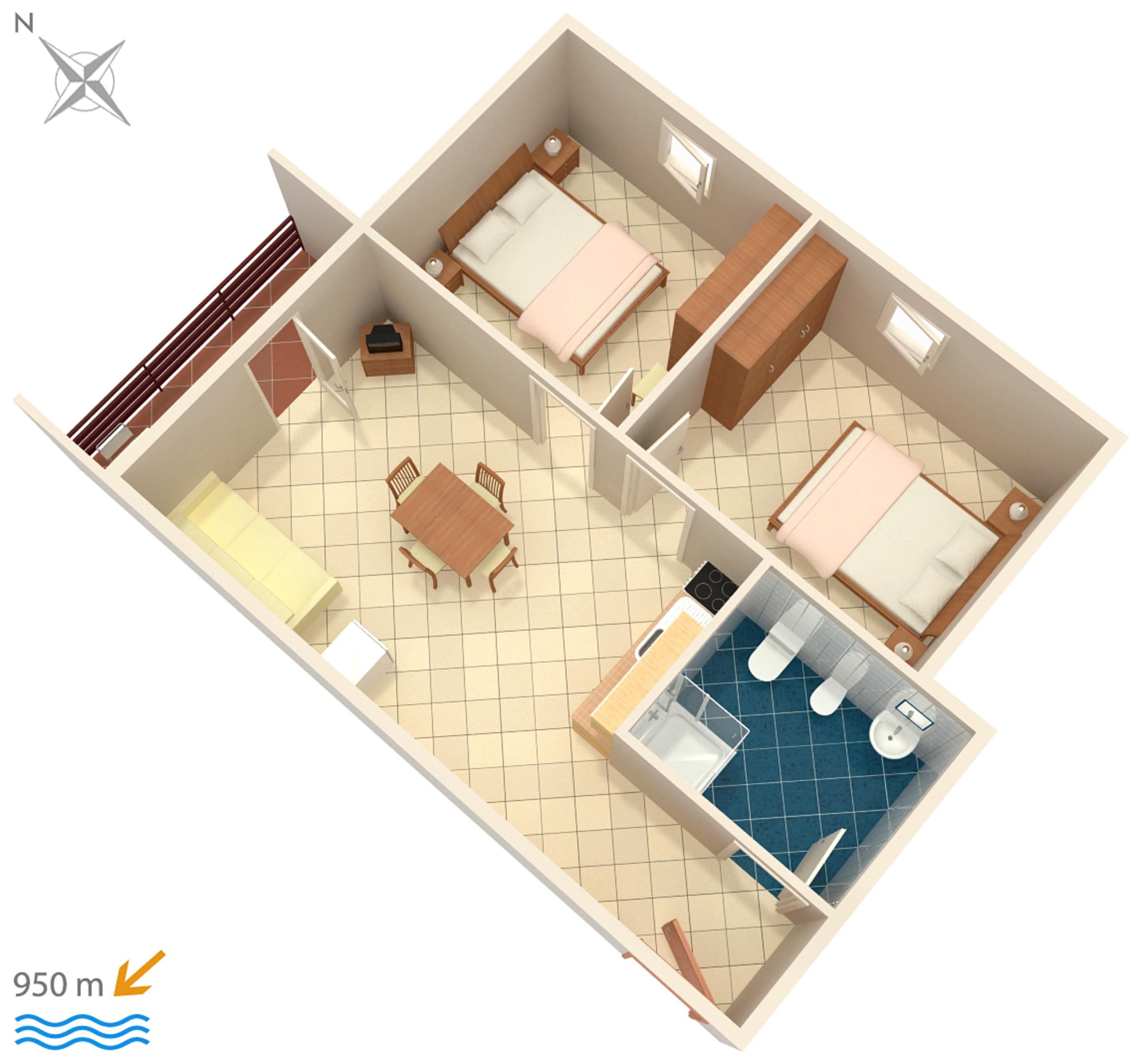 Two bedroom apartment with terrace Valbandon, Fažana  A-b