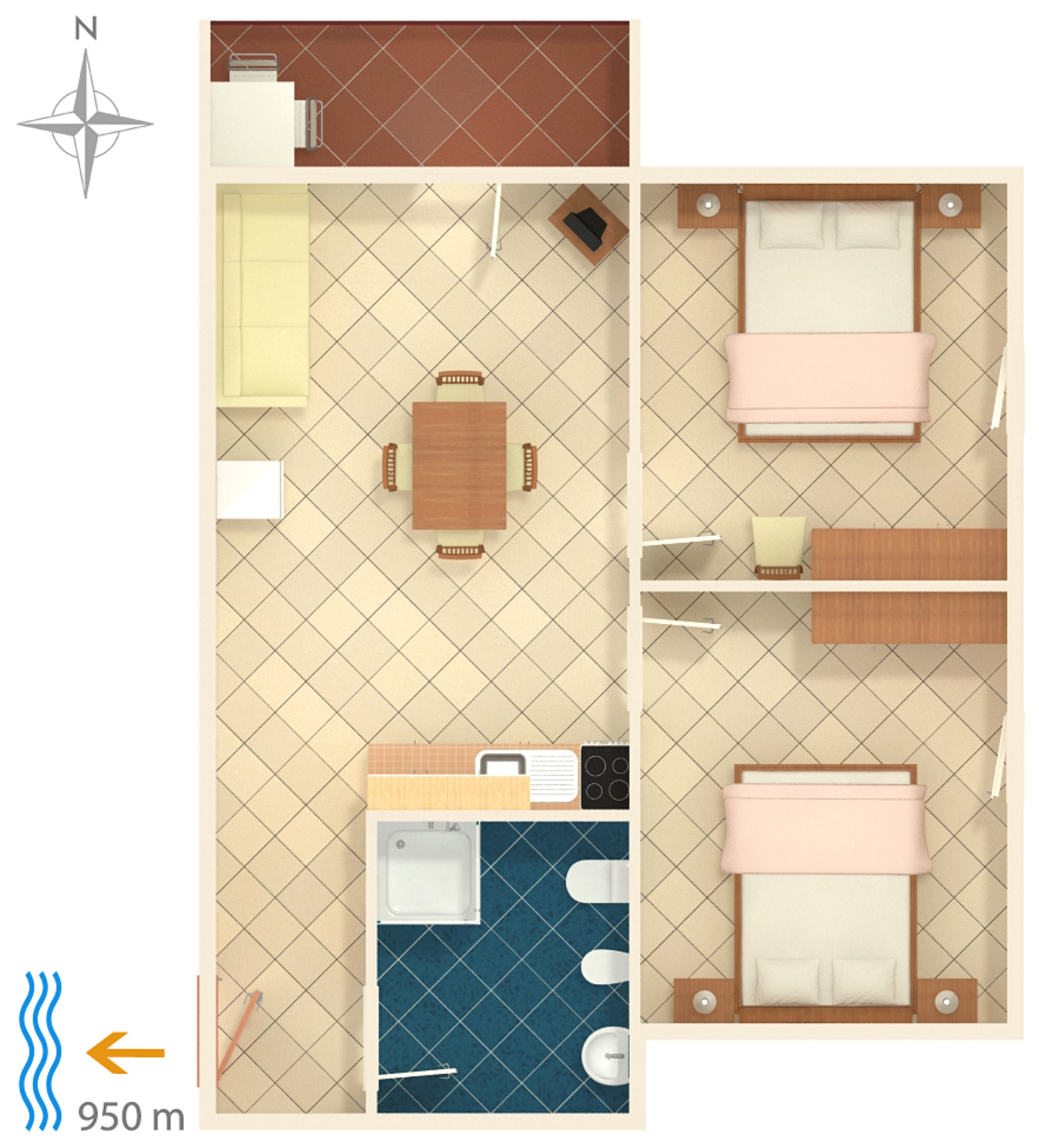 Two bedroom apartment with terrace Valbandon, Fažana  A-b
