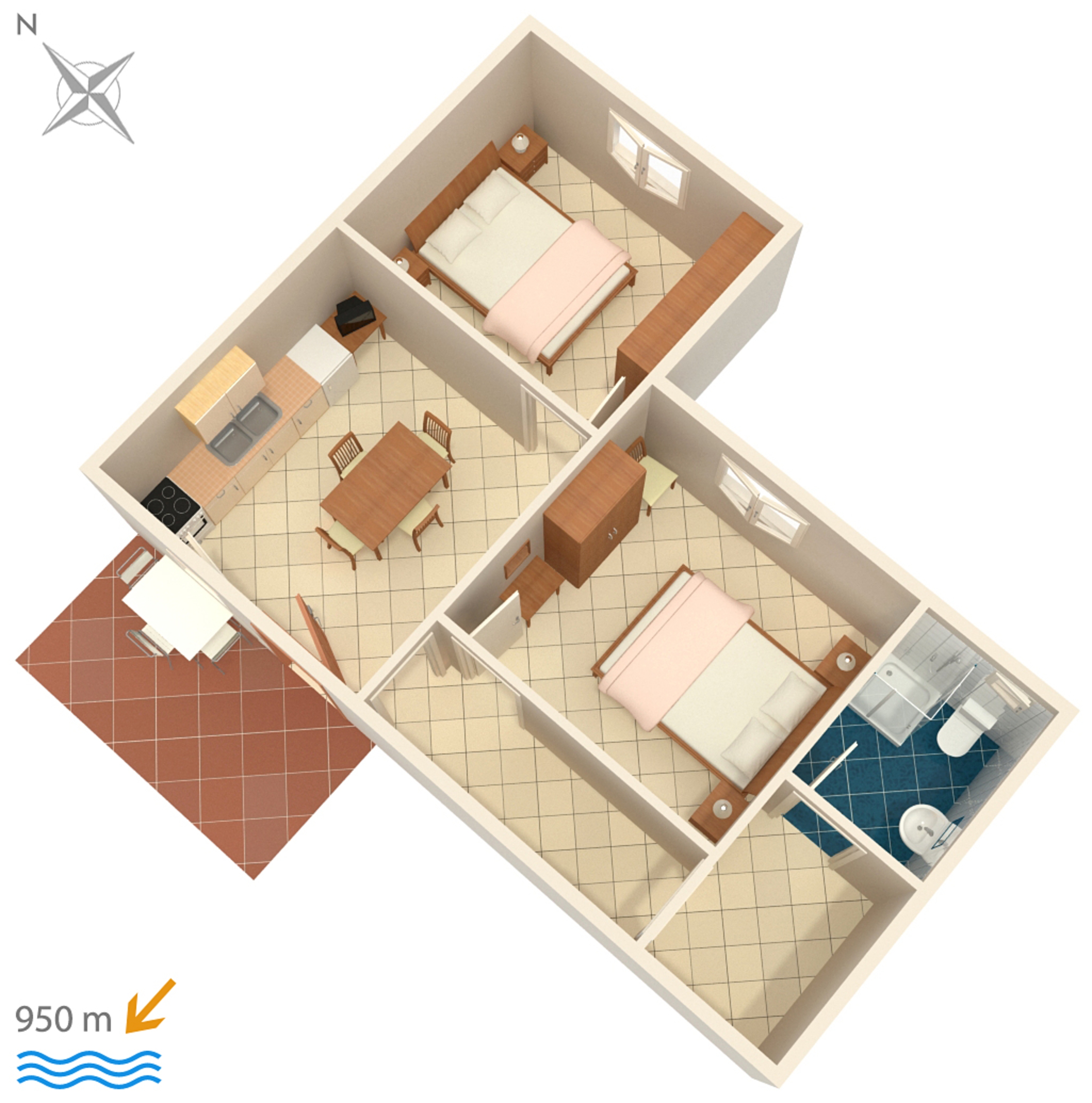 Two bedroom apartment with terrace Valbandon, Fažana  A-d