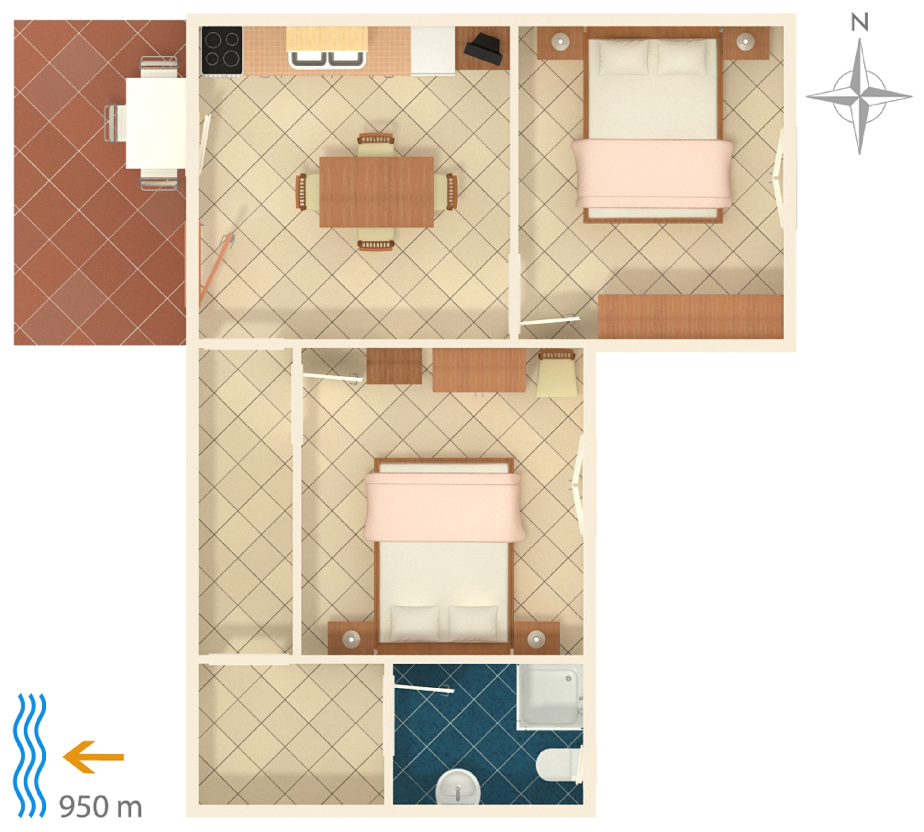 Two bedroom apartment with terrace Valbandon, Fažana  A-d