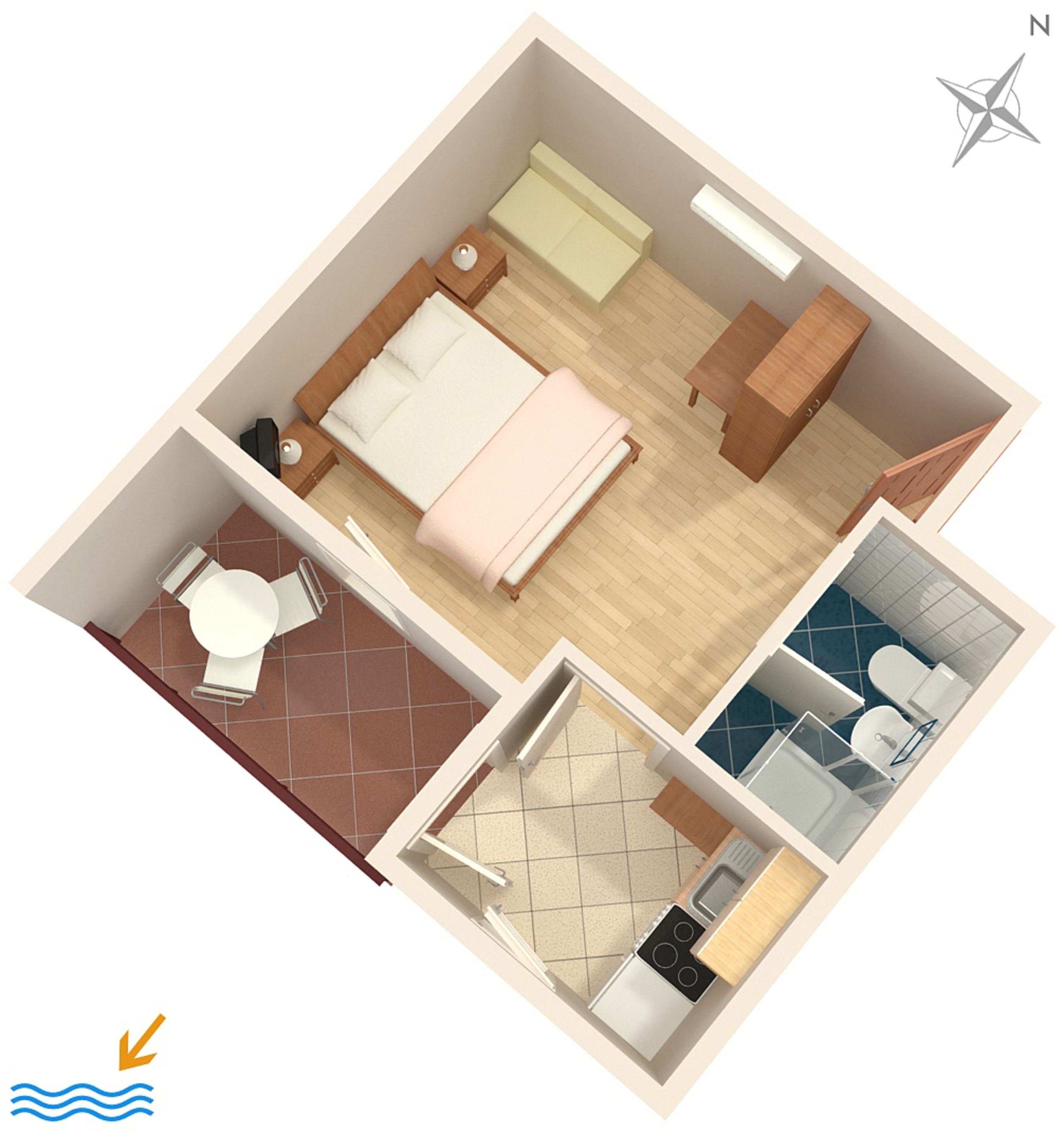 One bedroom apartment with terrace Premantura, Medulin  A-b