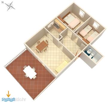 Plan Povljana, Plan in the apartment, dopusteni kucni ljubimci i WIFI.