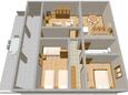 Pula, Půdorys v ubytování typu apartment, domácí mazlíčci povoleni a WiFi.