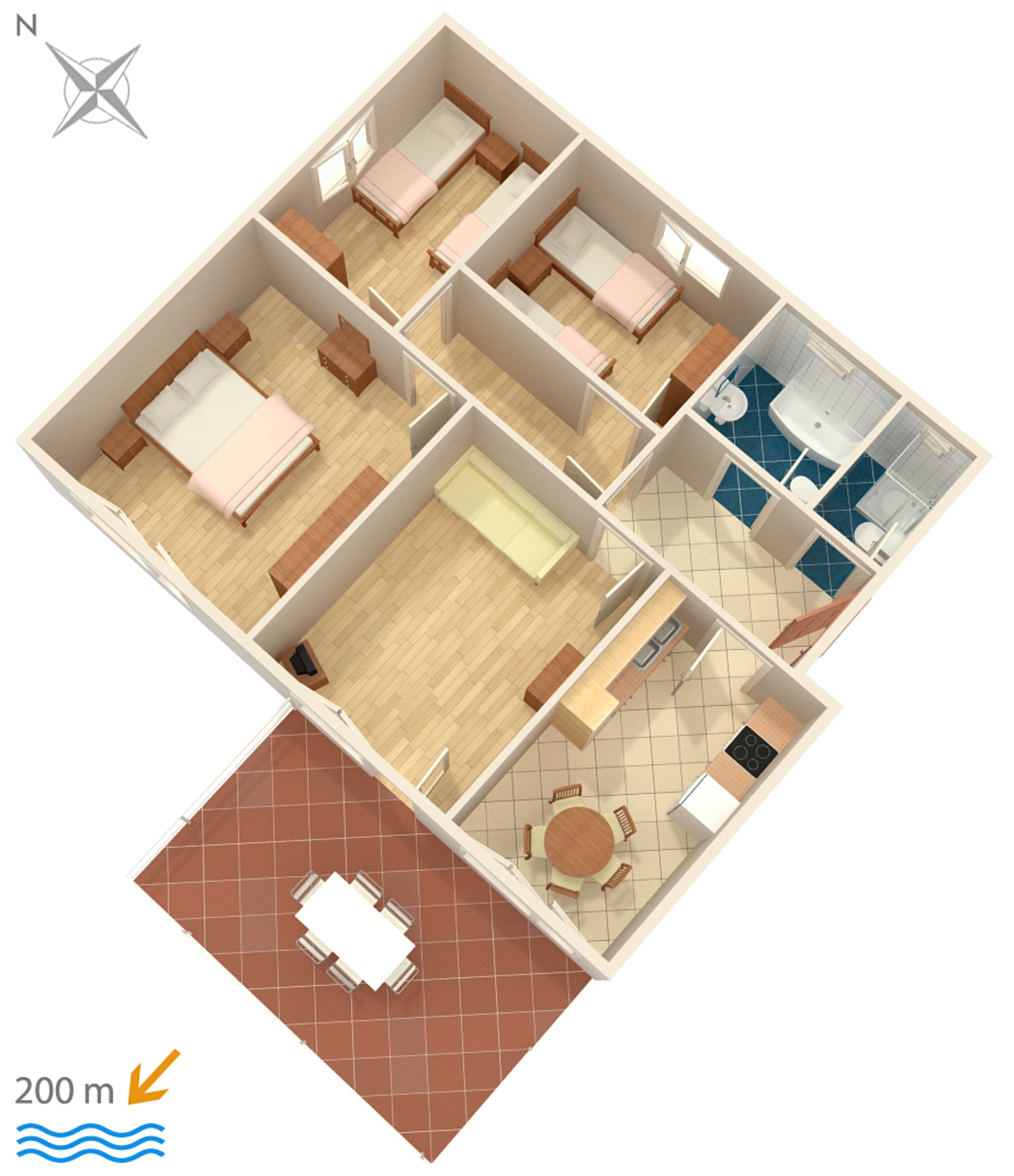 Three bedroom apartment with terrace Banjole, Pula  A-a
