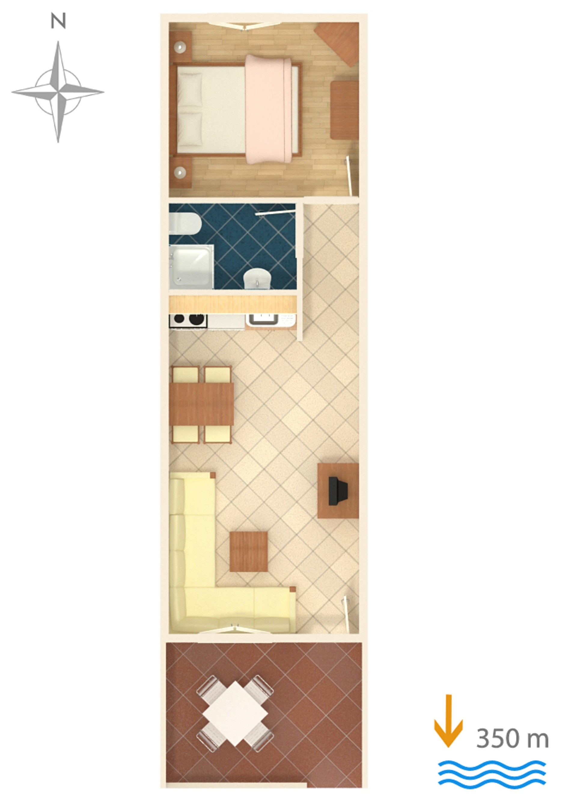 One bedroom apartment with terrace Povljana, Pag  A-a