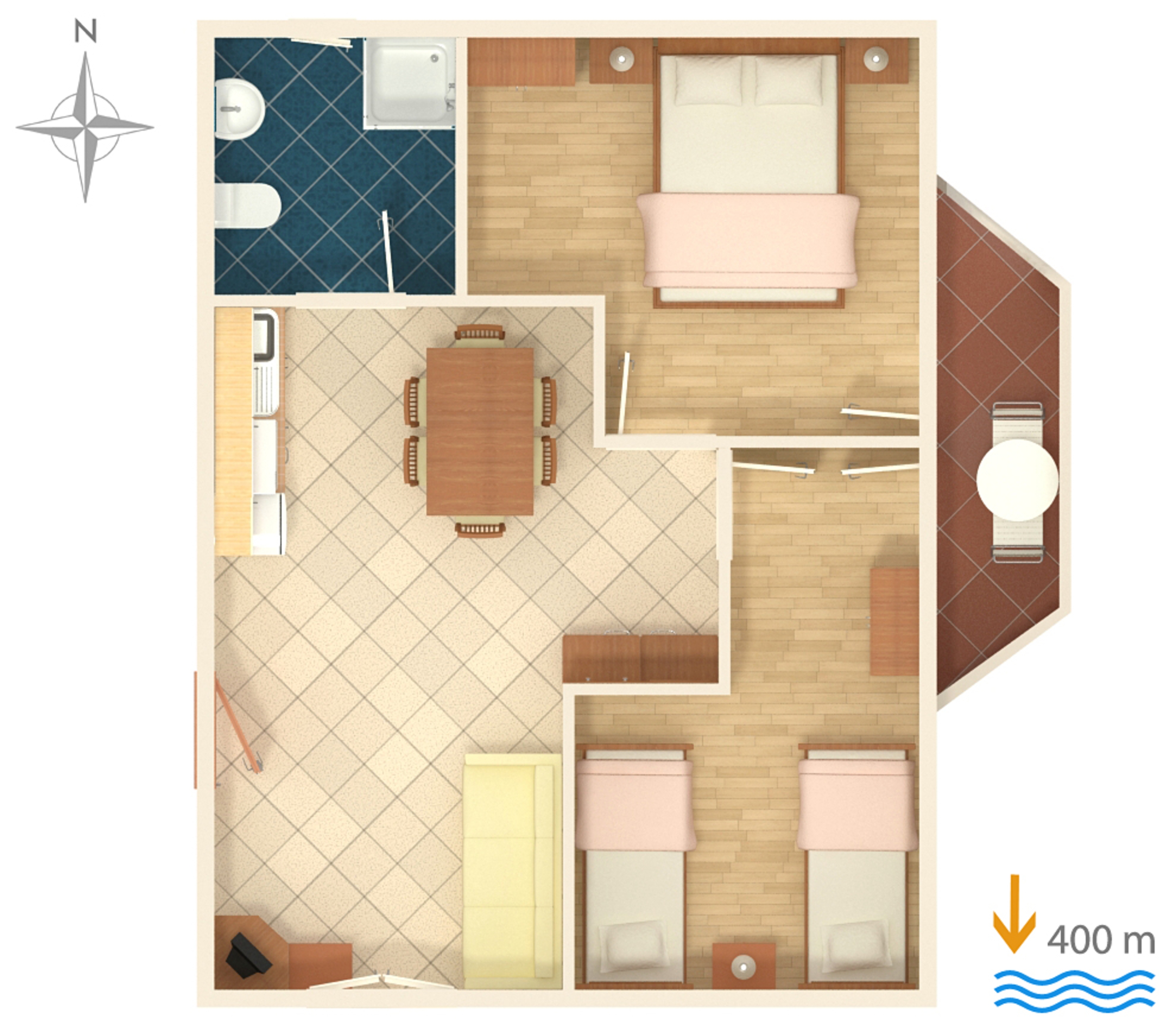 Two bedroom apartment with balcony and sea view Medulin  A-b