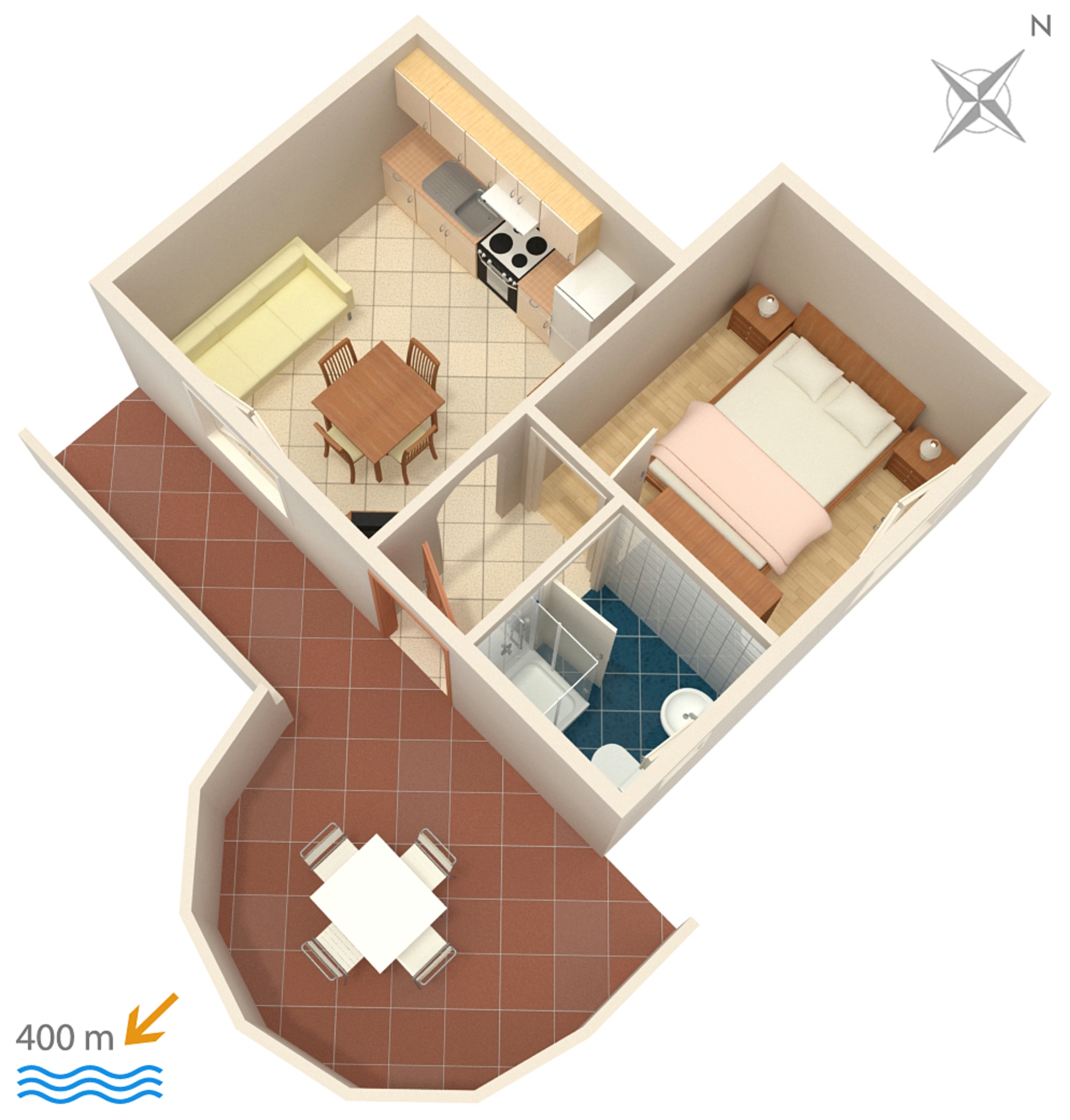 One bedroom apartment with terrace Medulin  A-d