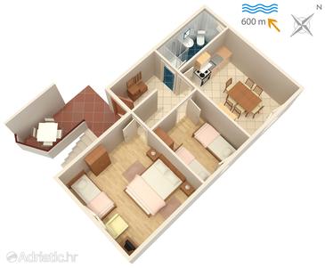 Půdorys Fažana, Půdorys v ubytování typu apartment, dopusteni kucni ljubimci i WIFI.