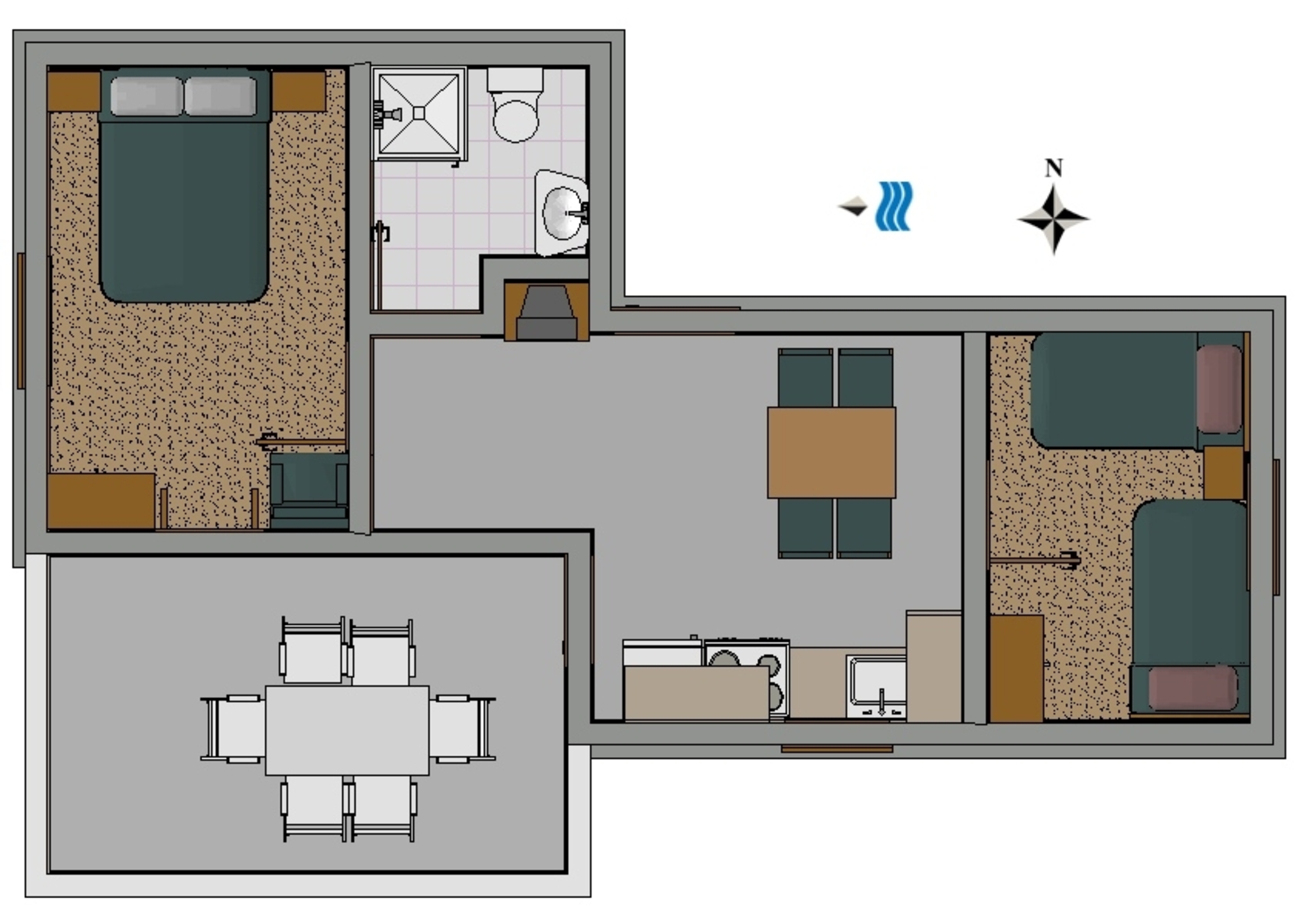 Two bedroom apartment with terrace and sea view Povljana, Pag  A-a