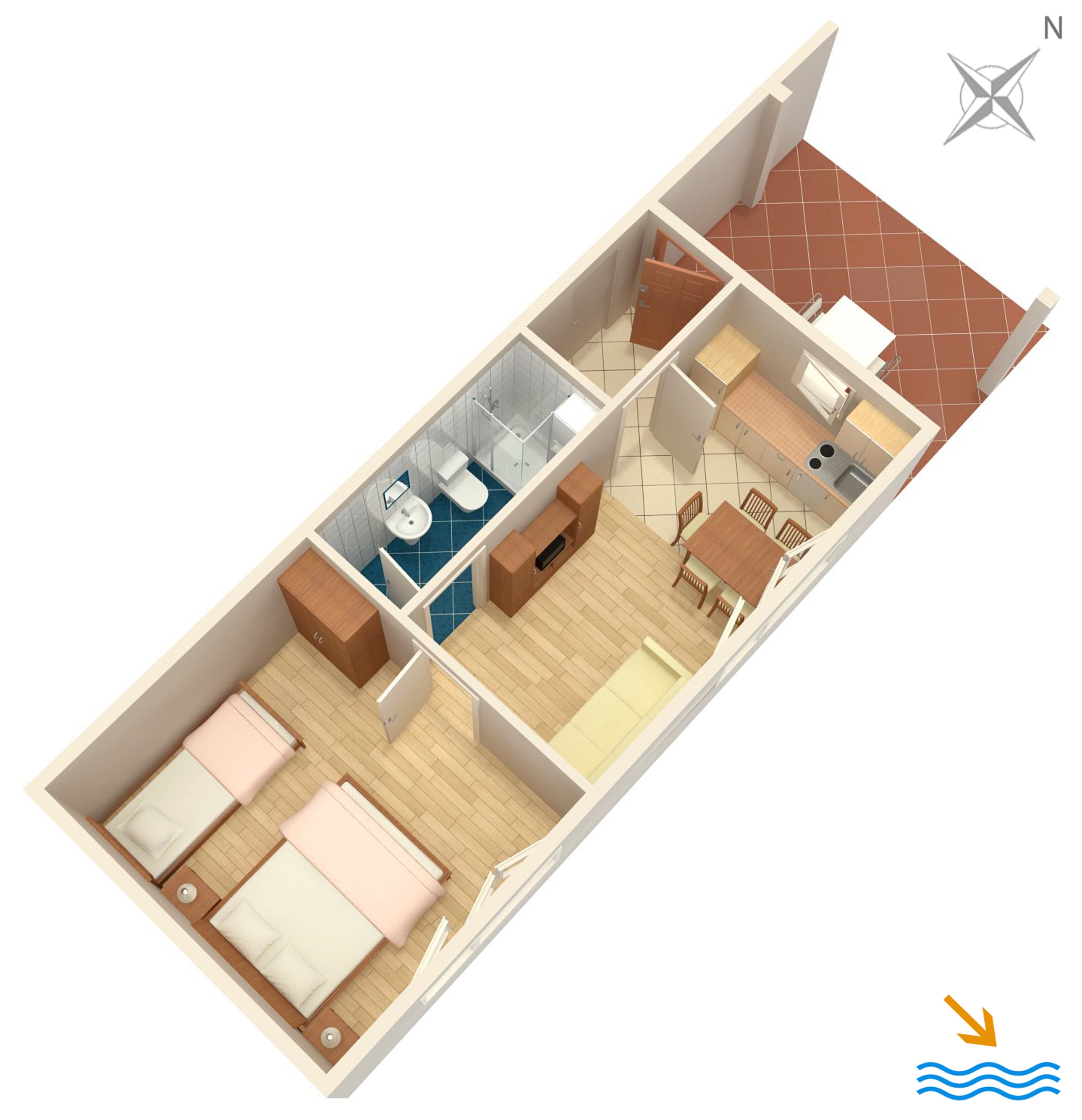 One bedroom apartment with terrace Medveja, Opatija  A-b