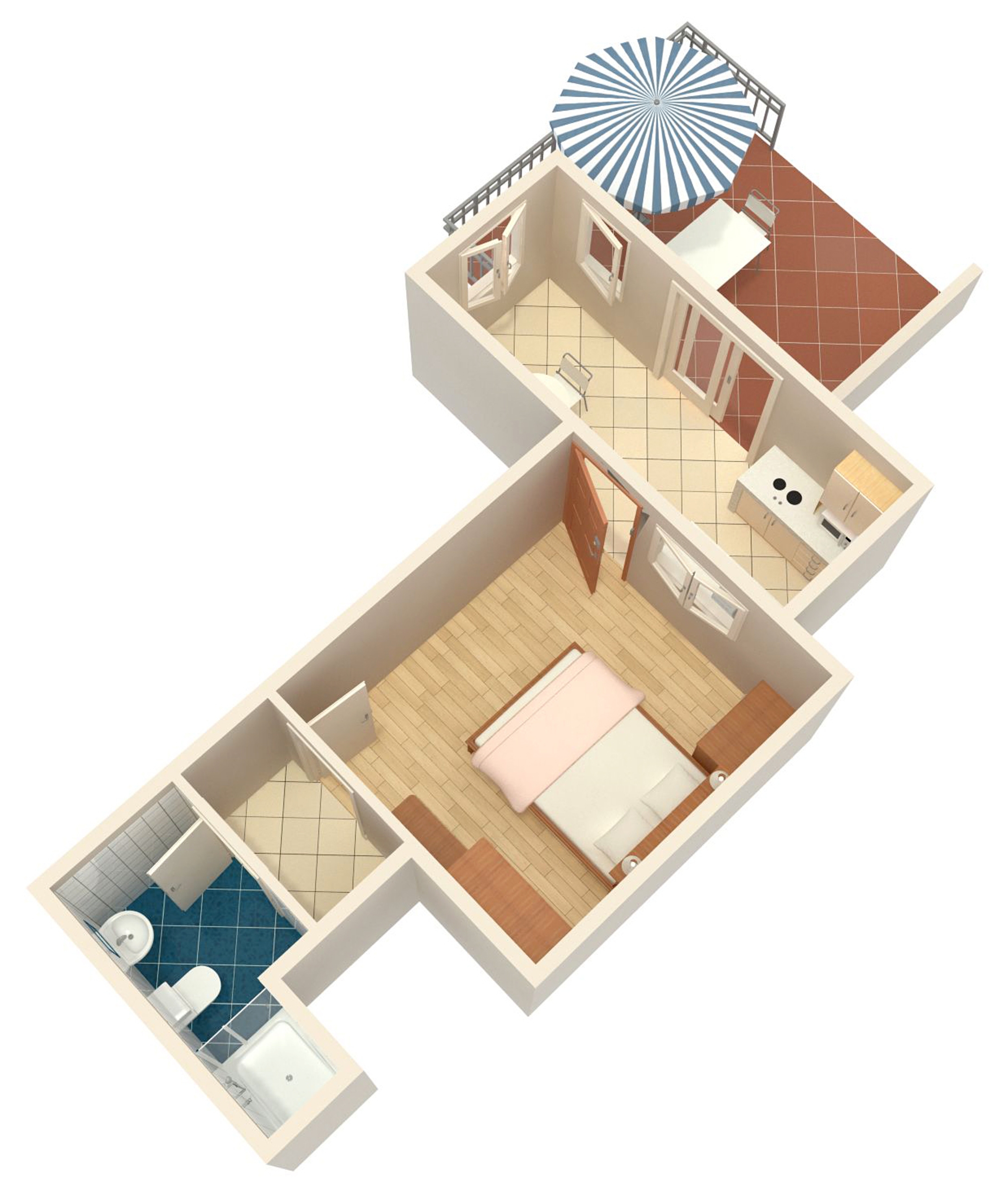 One bedroom apartment with terrace and sea view Medveja, Opatija  A-c