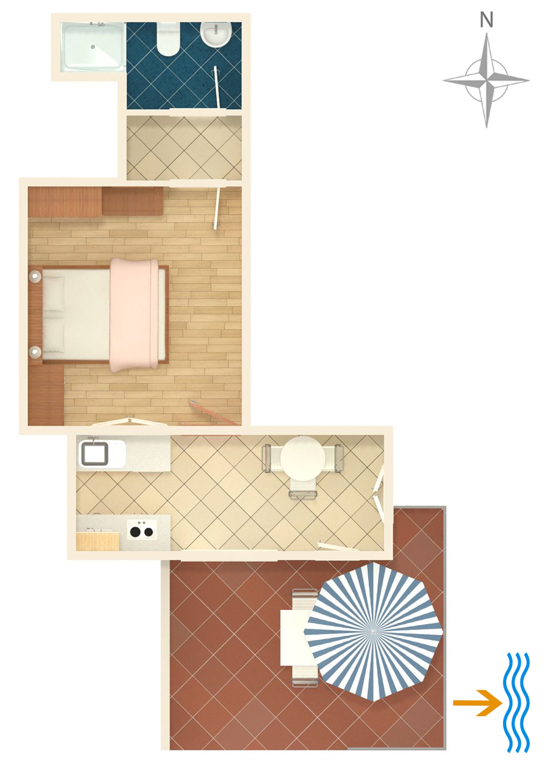 One bedroom apartment with terrace and sea view Medveja, Opatija  A-c