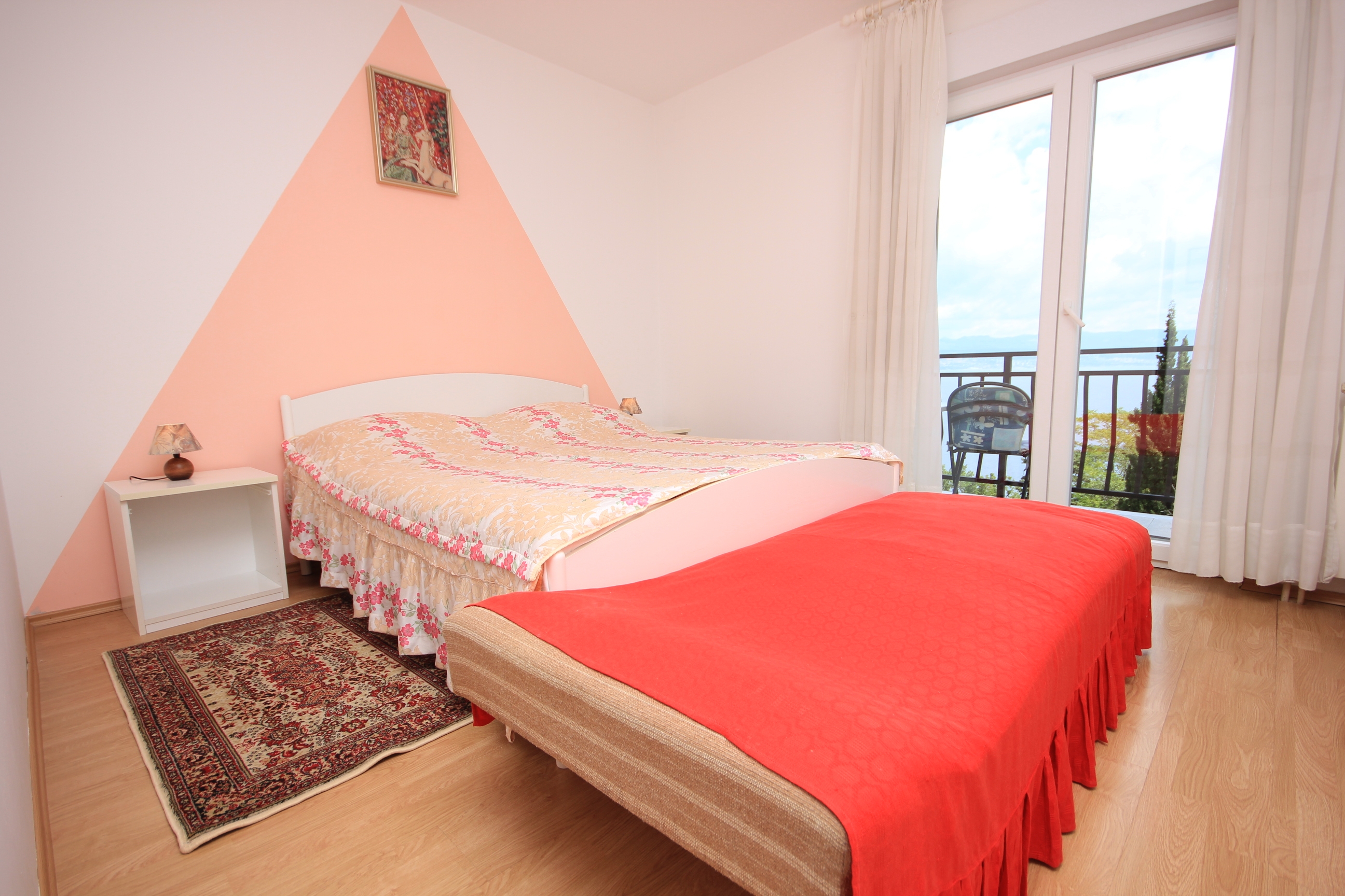 Room with balcony and sea view Medveja, Opatija (S-2305-a)