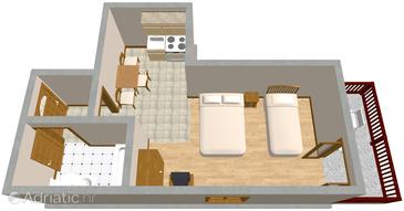 Plan Ičići, Plan in the studio-apartment, dopusteni kucni ljubimci.