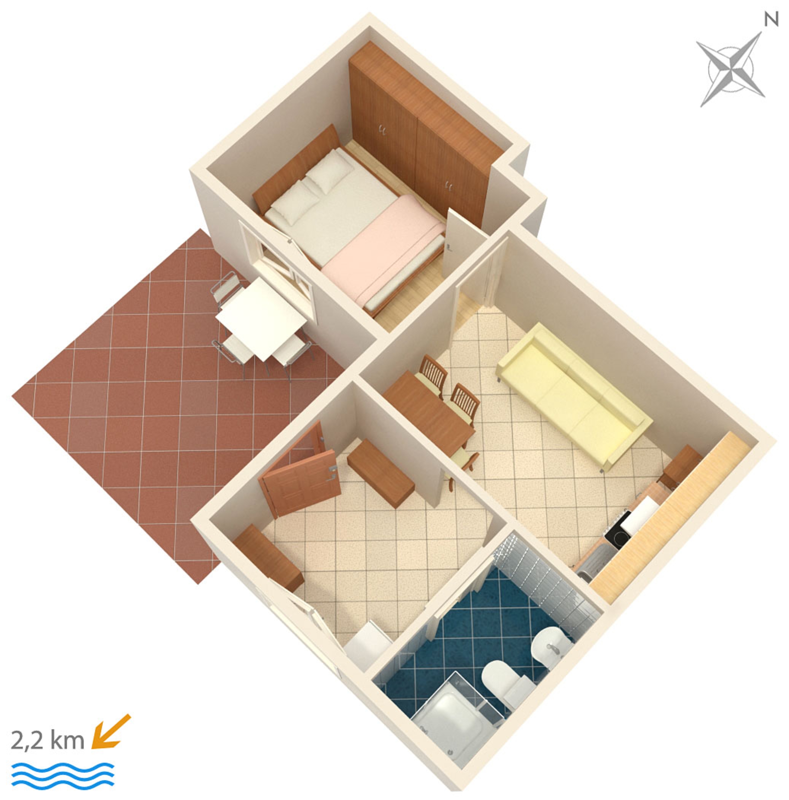 One bedroom apartment with terrace Ičići, Opatija  A-a