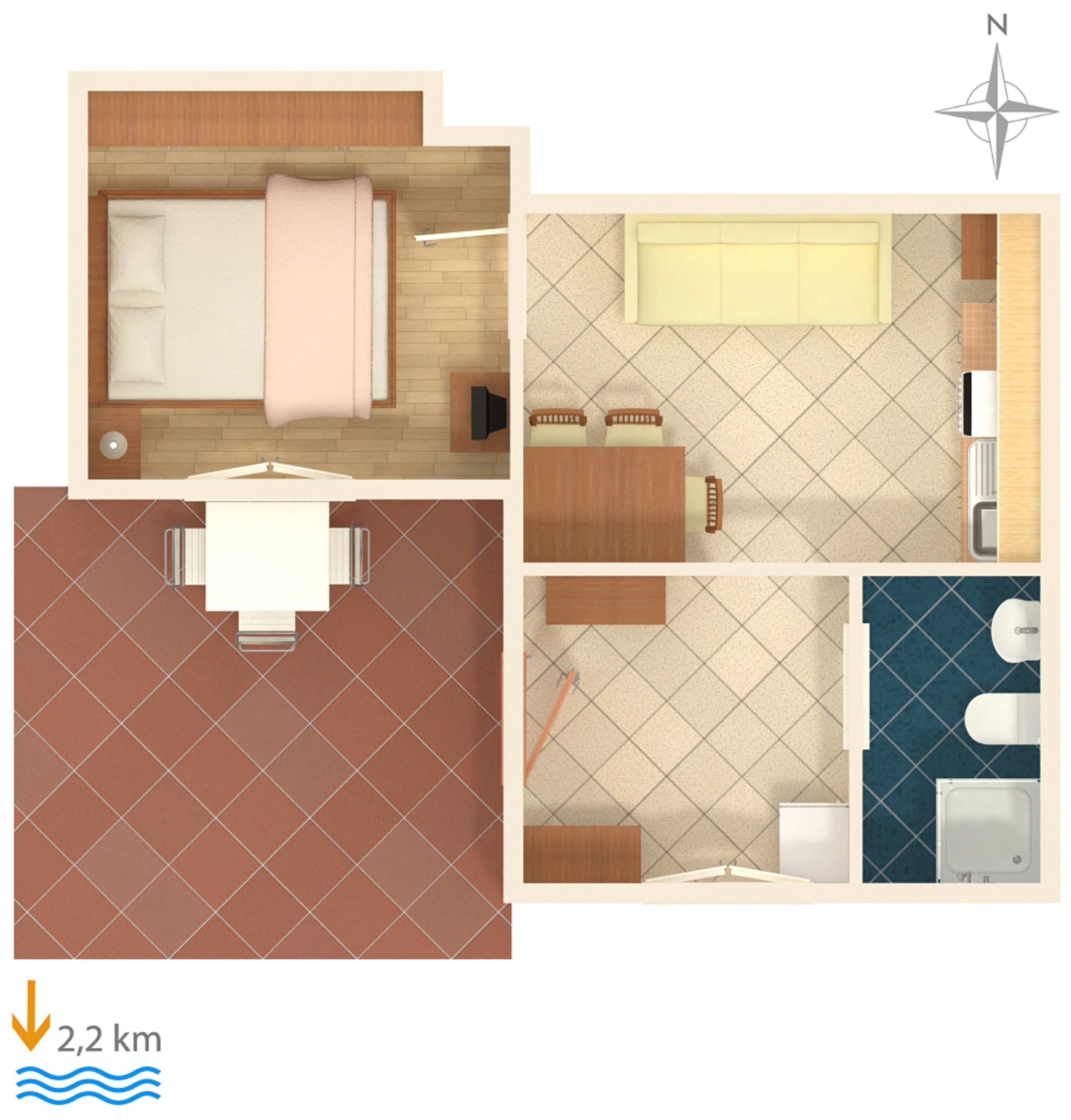 One bedroom apartment with terrace Ičići, Opatija  A-a