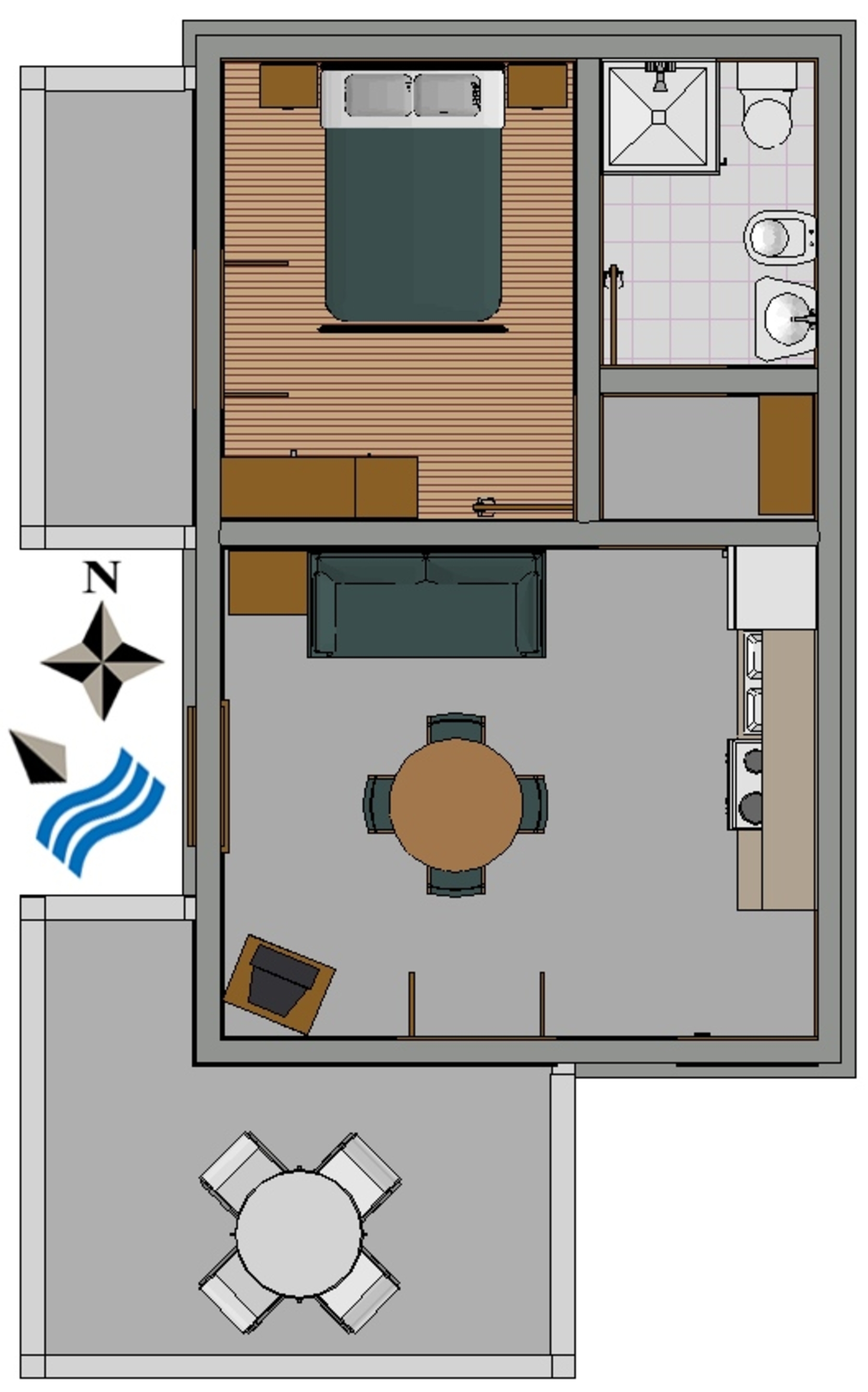 One bedroom apartment with terrace and sea view Duga Luka (Prtlog), Labin  A-d