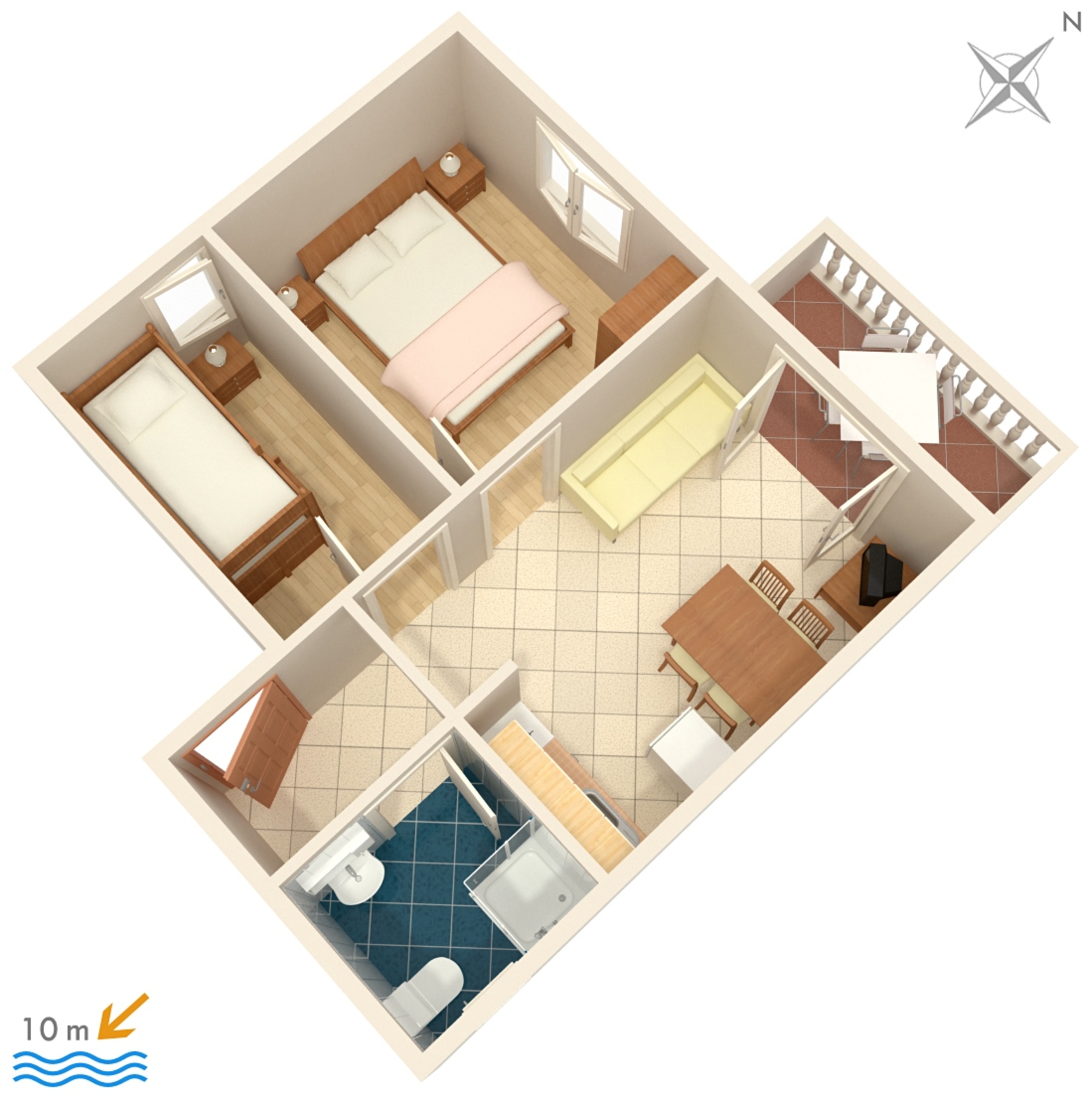 Two bedroom apartment near beach Stara Novalja, Pag  A-b