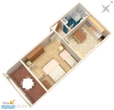 Plan Stara Novalja, Plan in the apartment, dopusteni kucni ljubimci i WIFI.