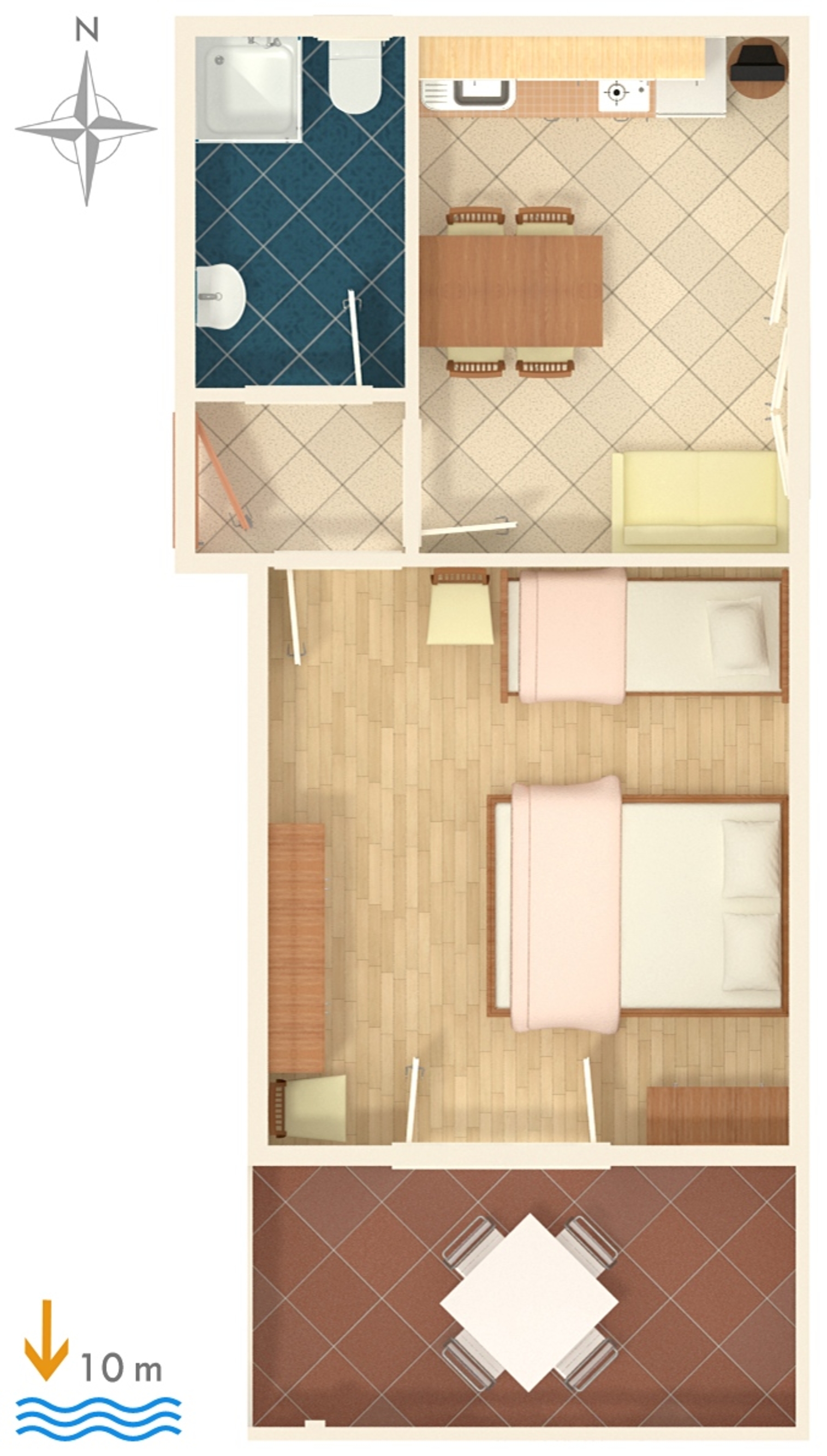 One bedroom apartment near beach Stara Novalja, Pag  A-c