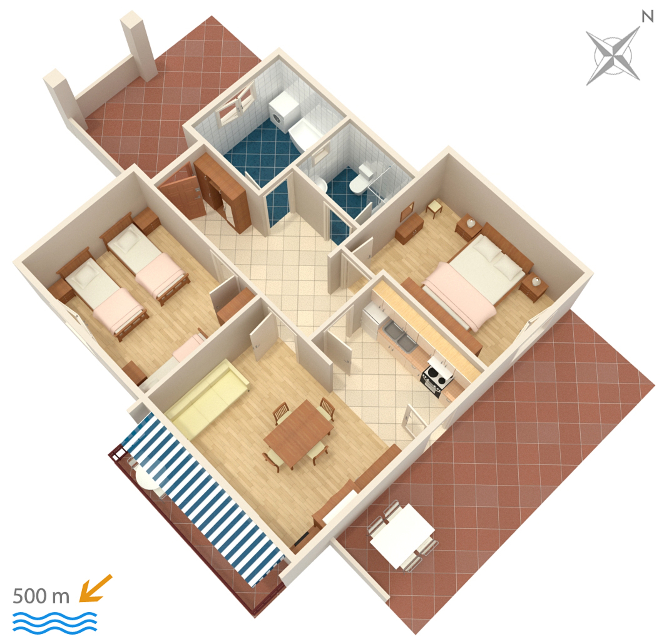 Two bedroom apartment with terrace and sea view Rabac, Labin  A-a