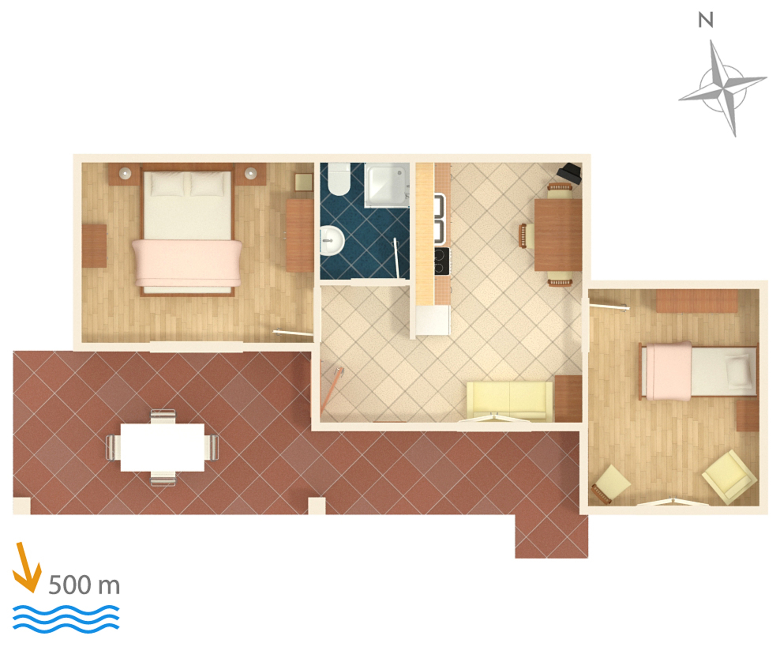 Two bedroom apartment with terrace and sea view Rabac, Labin  A-b