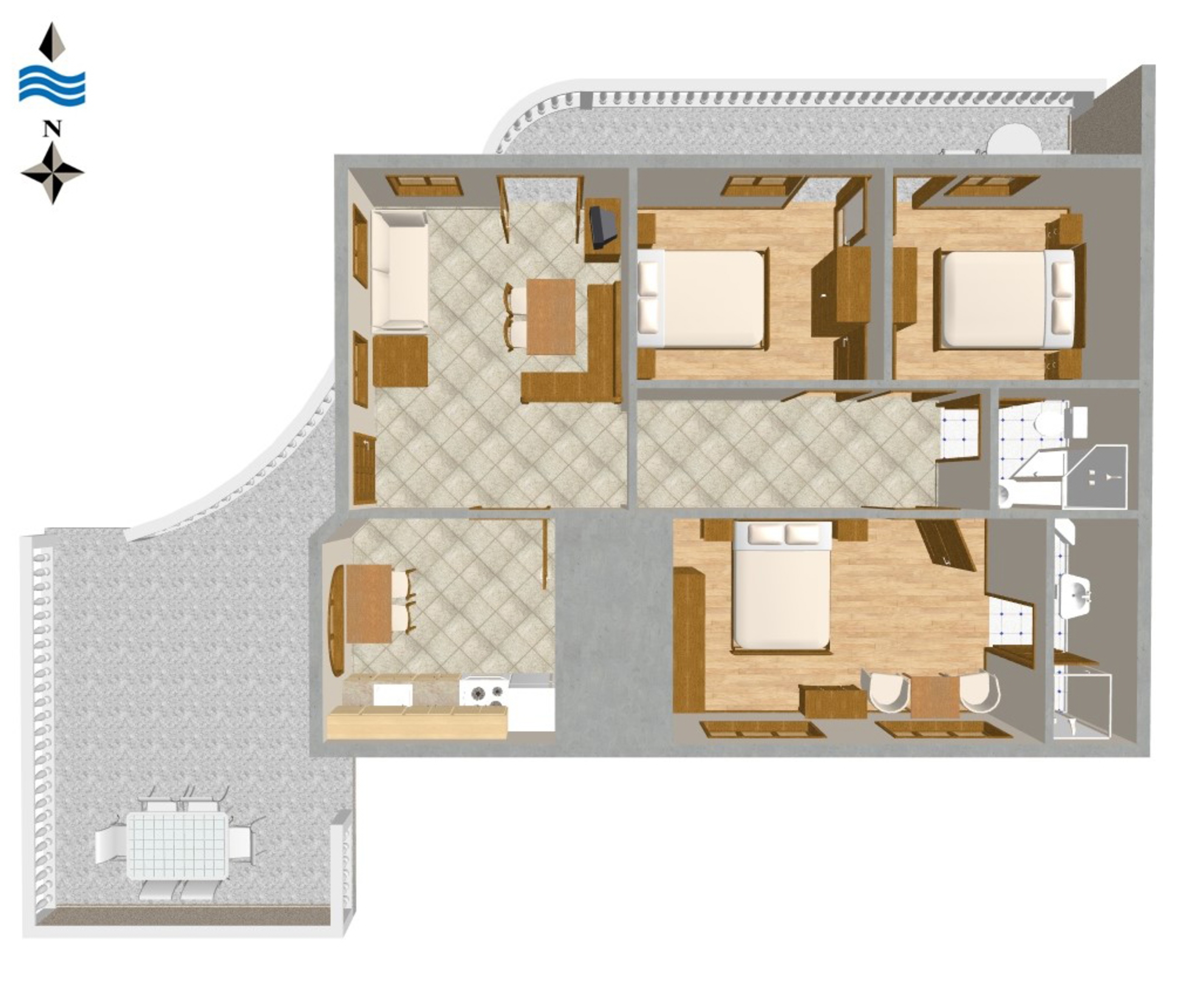 Three bedroom apartment with terrace and sea view Novi Vinodolski  A-a