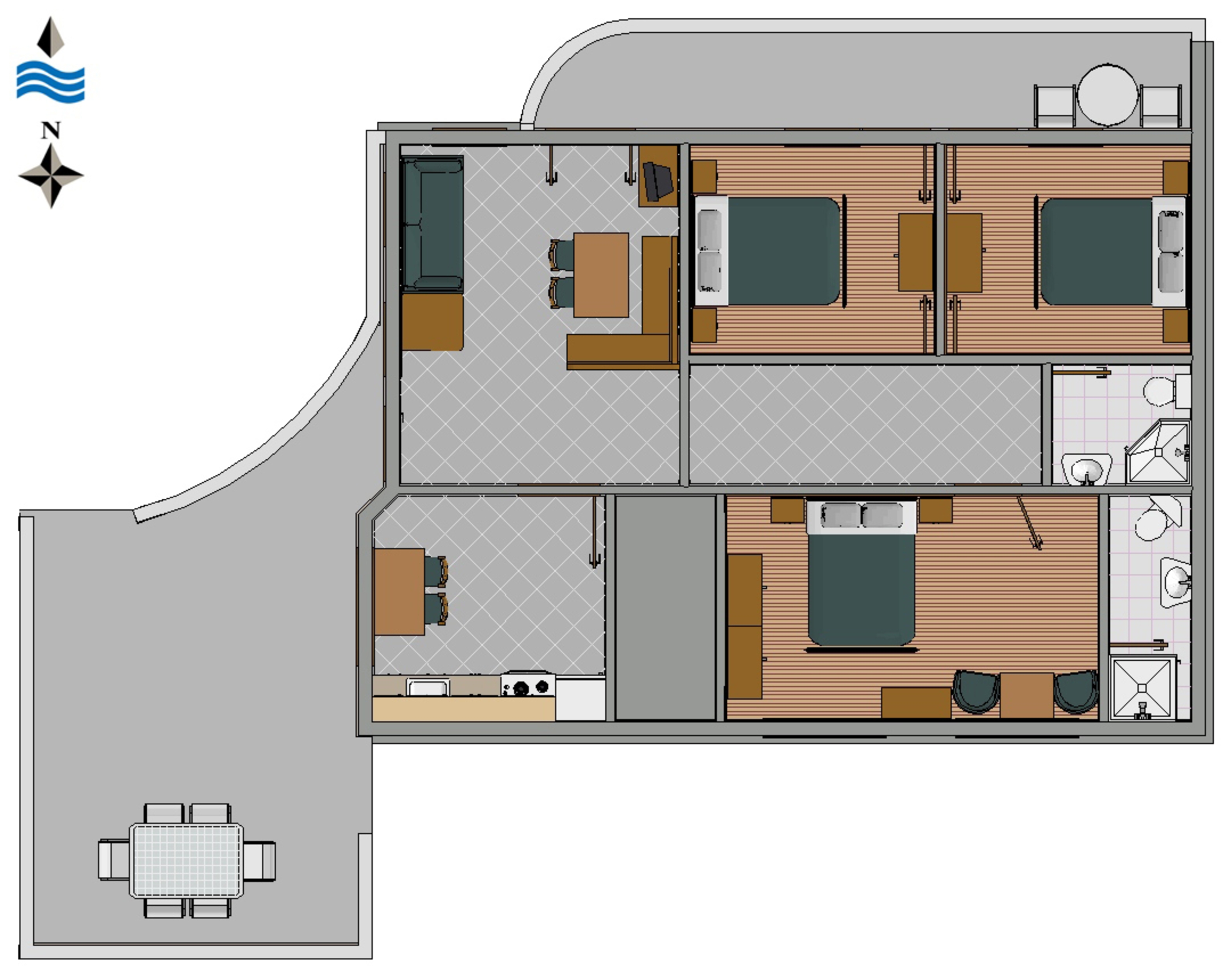 Three bedroom apartment with terrace and sea view Novi Vinodolski  A-a
