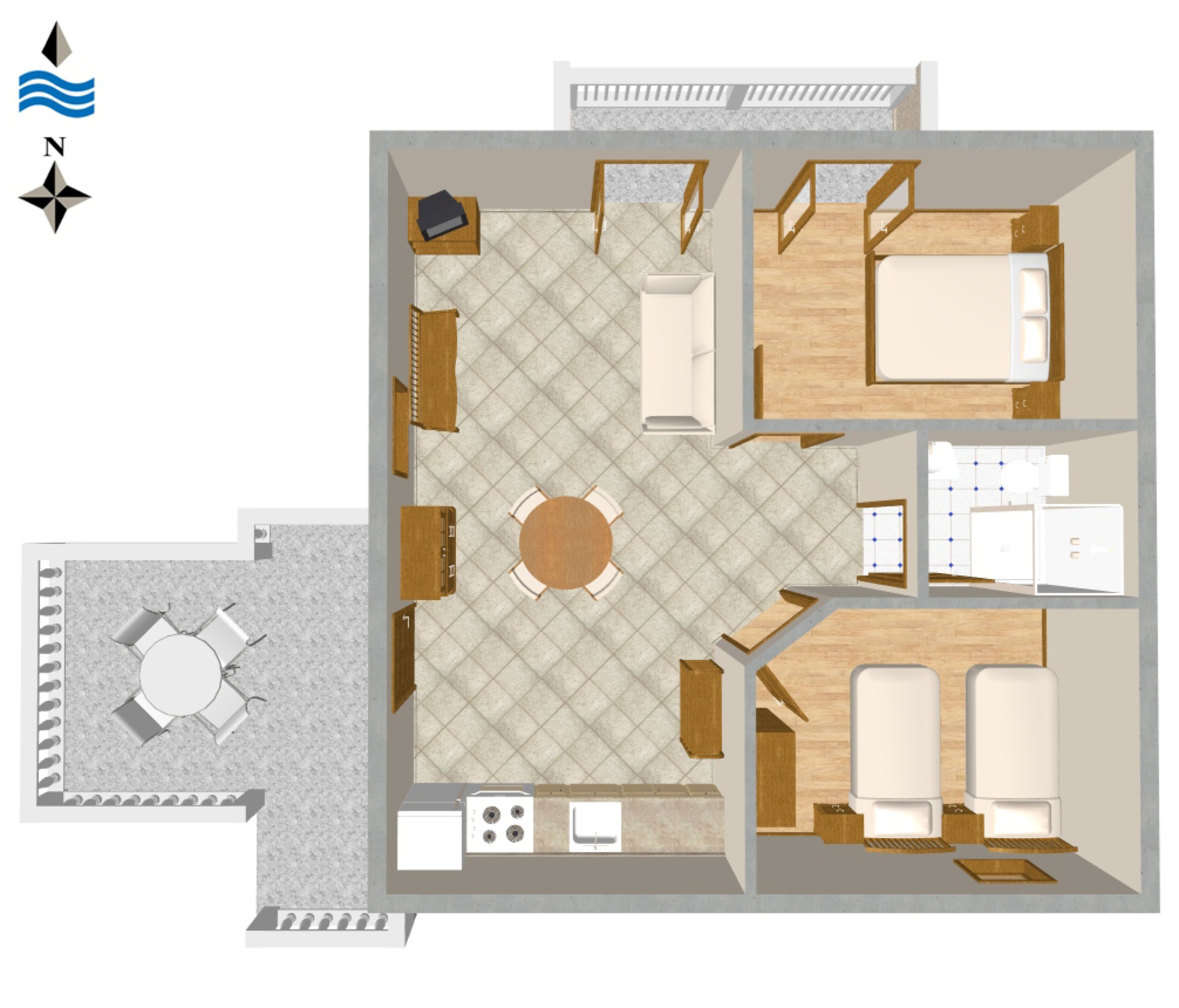 Two bedroom apartment with terrace and sea view Novi Vinodolski  A-b