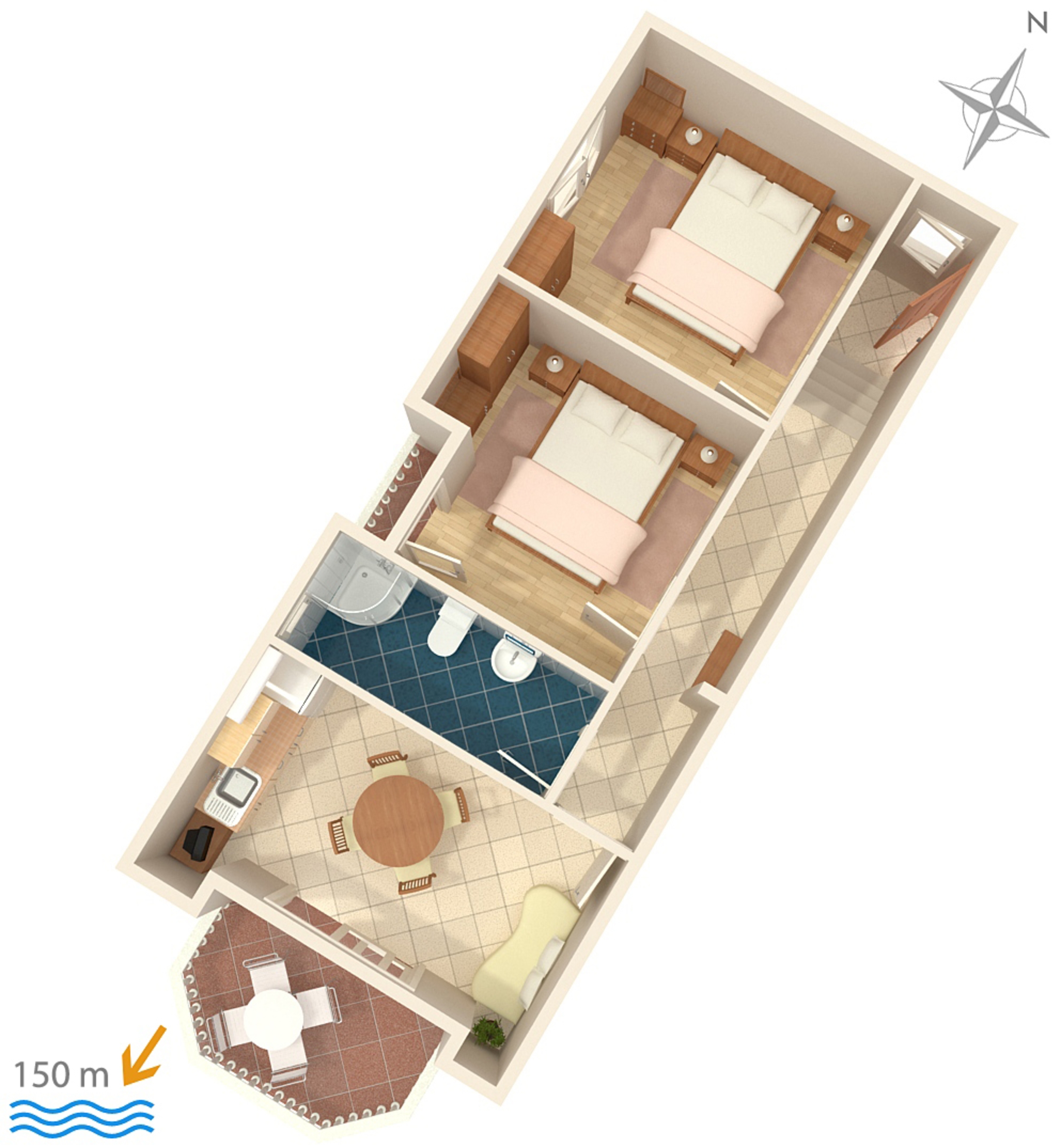 Two bedroom apartment with terrace and sea view Selce, Crikvenica  A-b