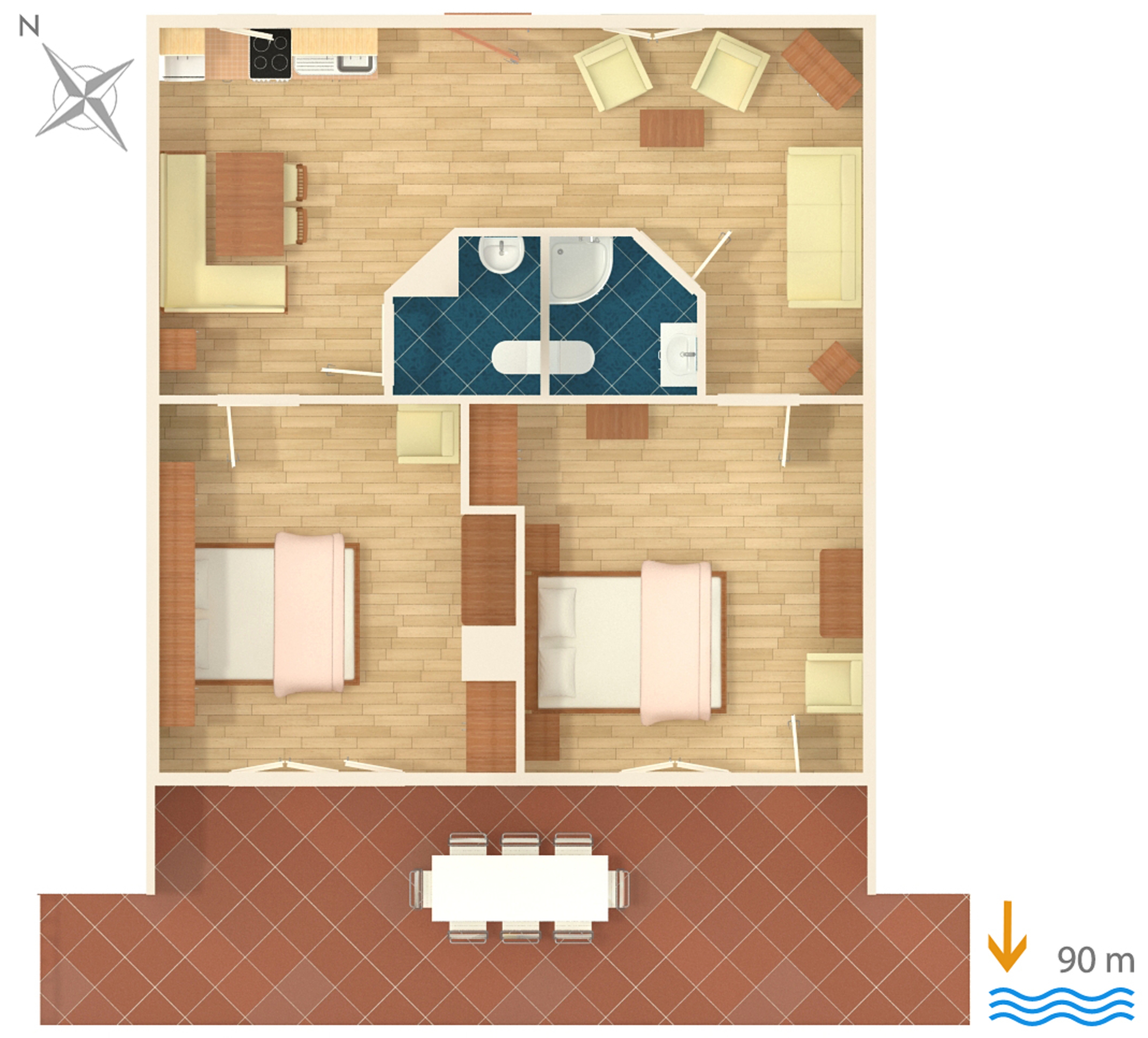 Two bedroom apartment with terrace and sea view Selce, Crikvenica  A-a