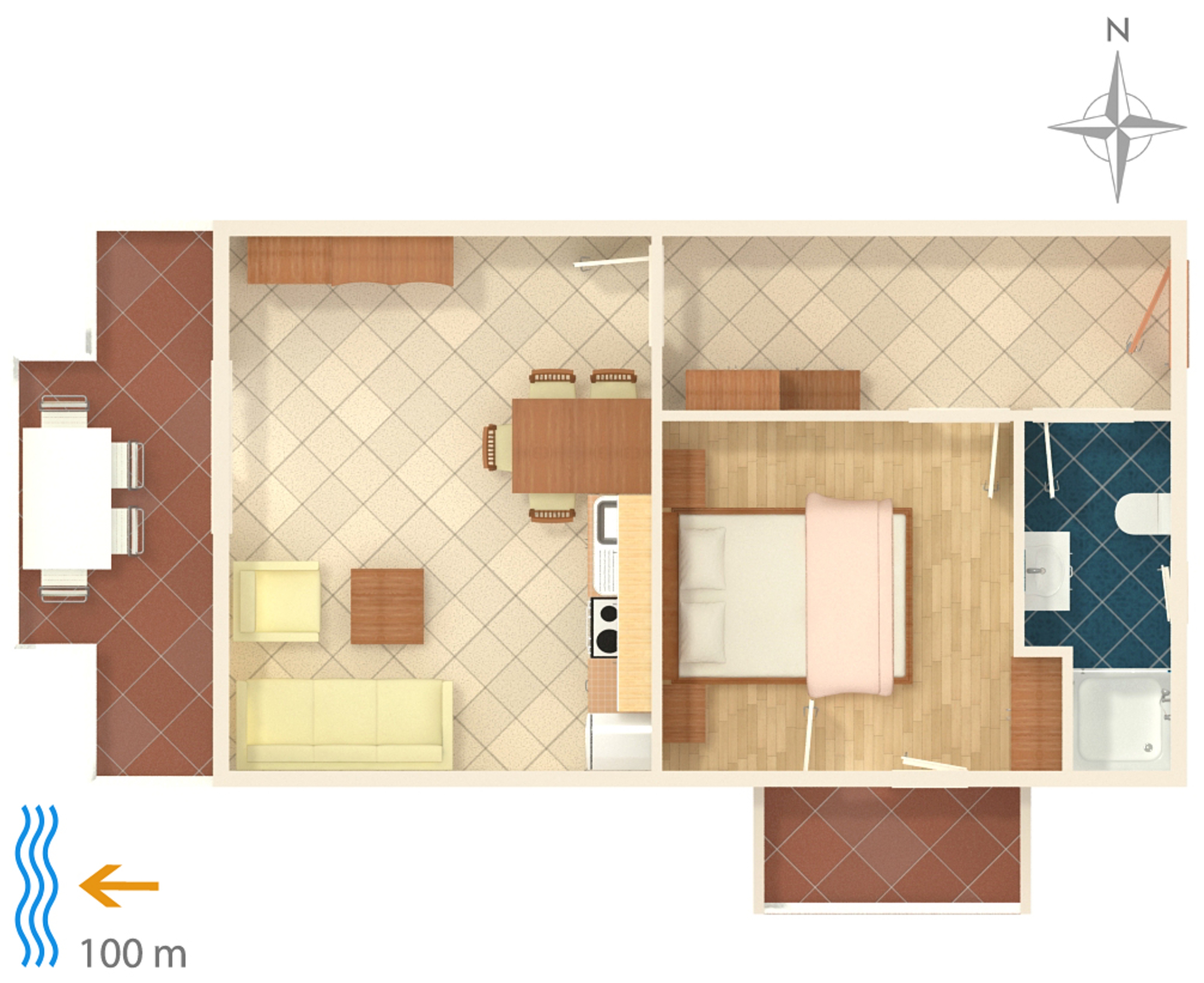 One bedroom apartment with terrace and sea view Crikvenica  A-b
