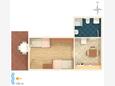 Crikvenica, Plan in the studio-apartment, (pet friendly) and WiFi.