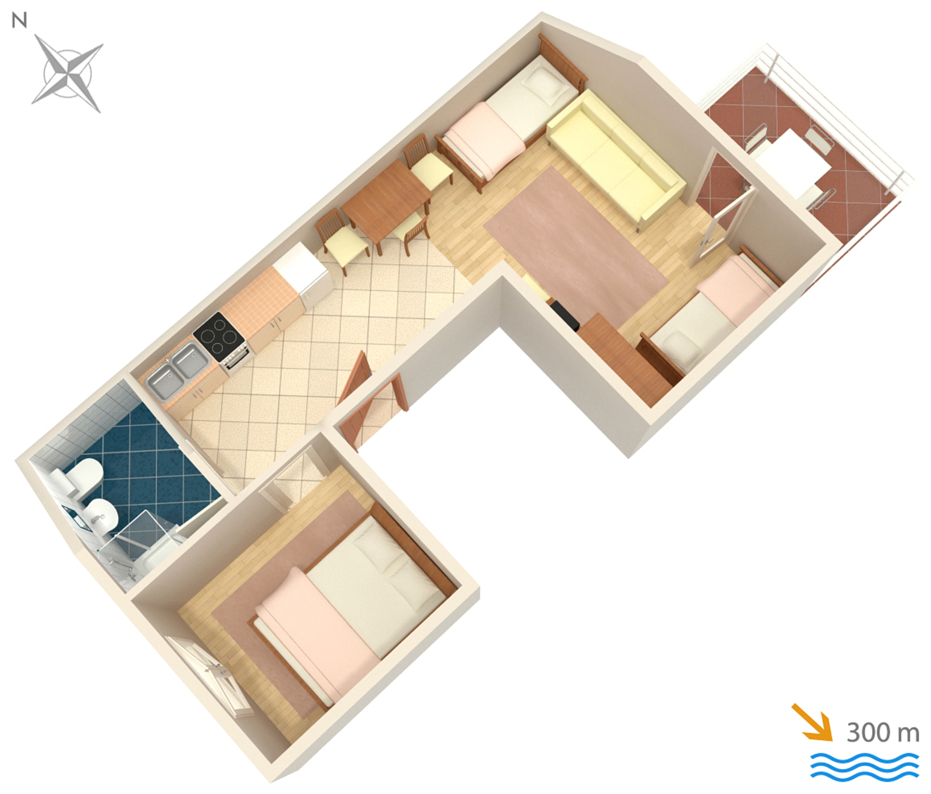 One bedroom apartment with balcony and sea view Selce, Crikvenica  A-a