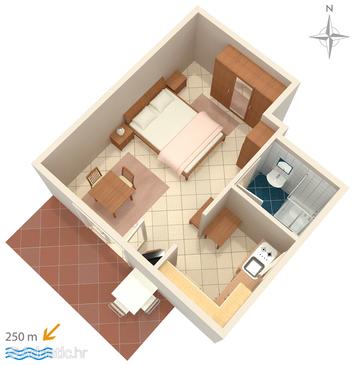 Plan Selce, Plan in the studio-apartment.