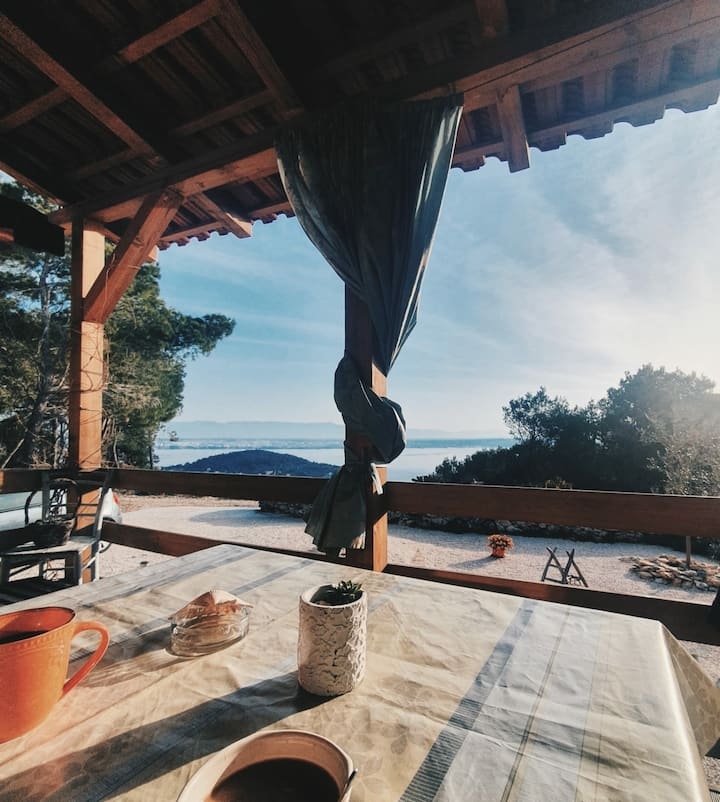 One bedroom house with terrace and sea view Kali, Ugljan  K