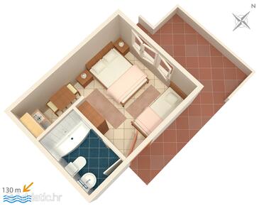Plan Selce, Plan in the studio-apartment.
