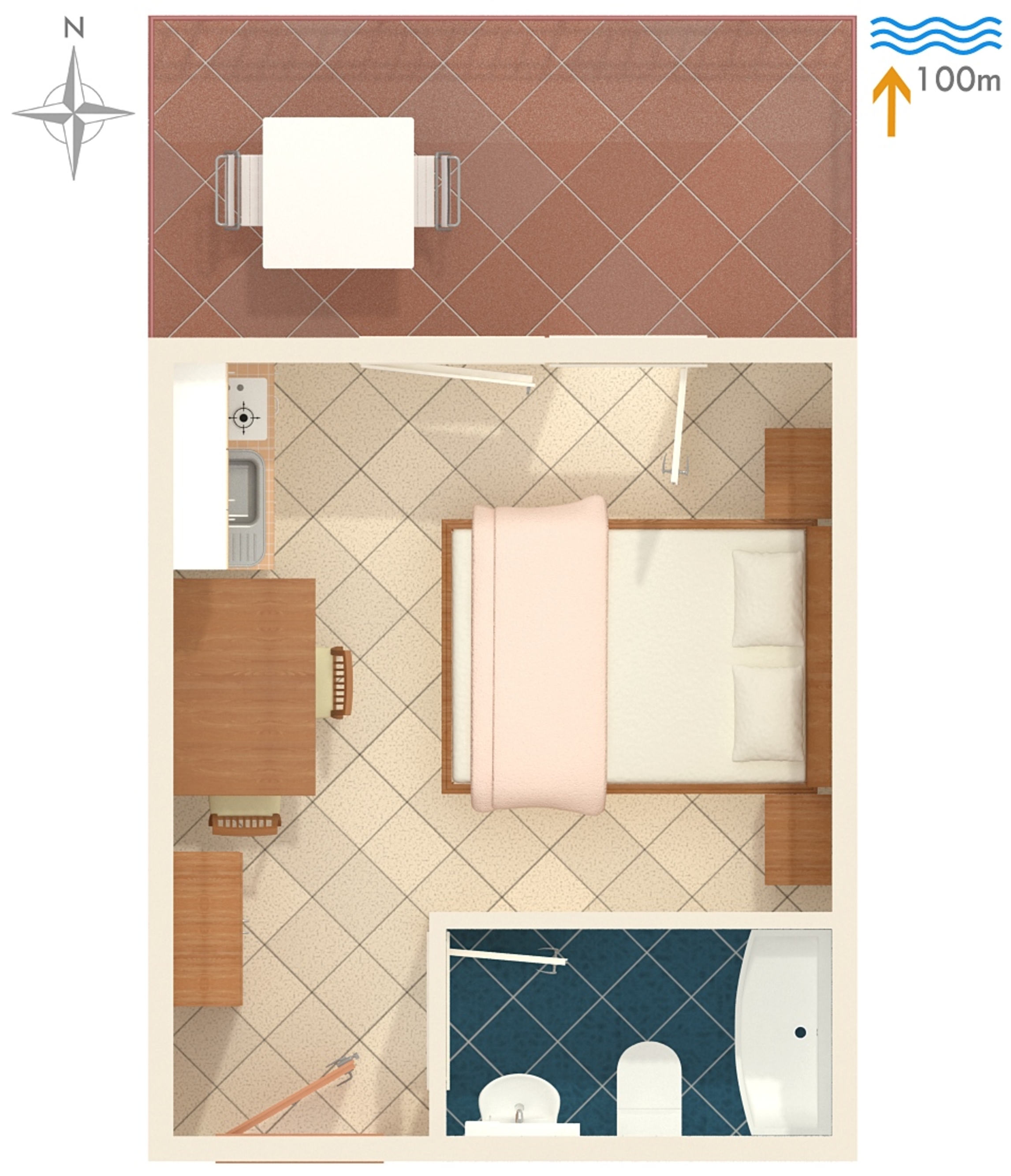 Studio flat with balcony and sea view Dramalj, Crikvenica  AS-a