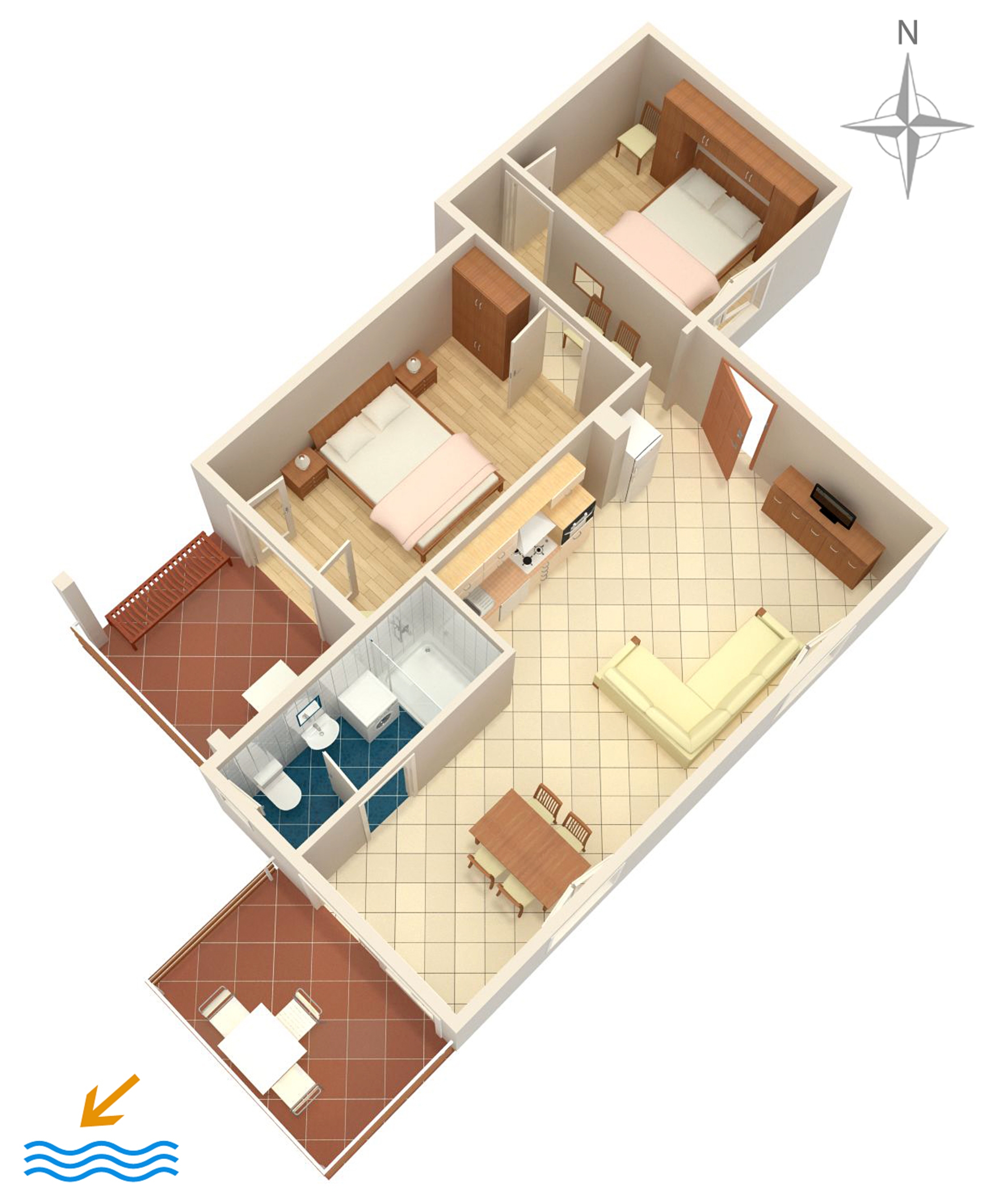 Two bedroom apartment with terrace and sea view Jadranovo, Crikvenica  A-c